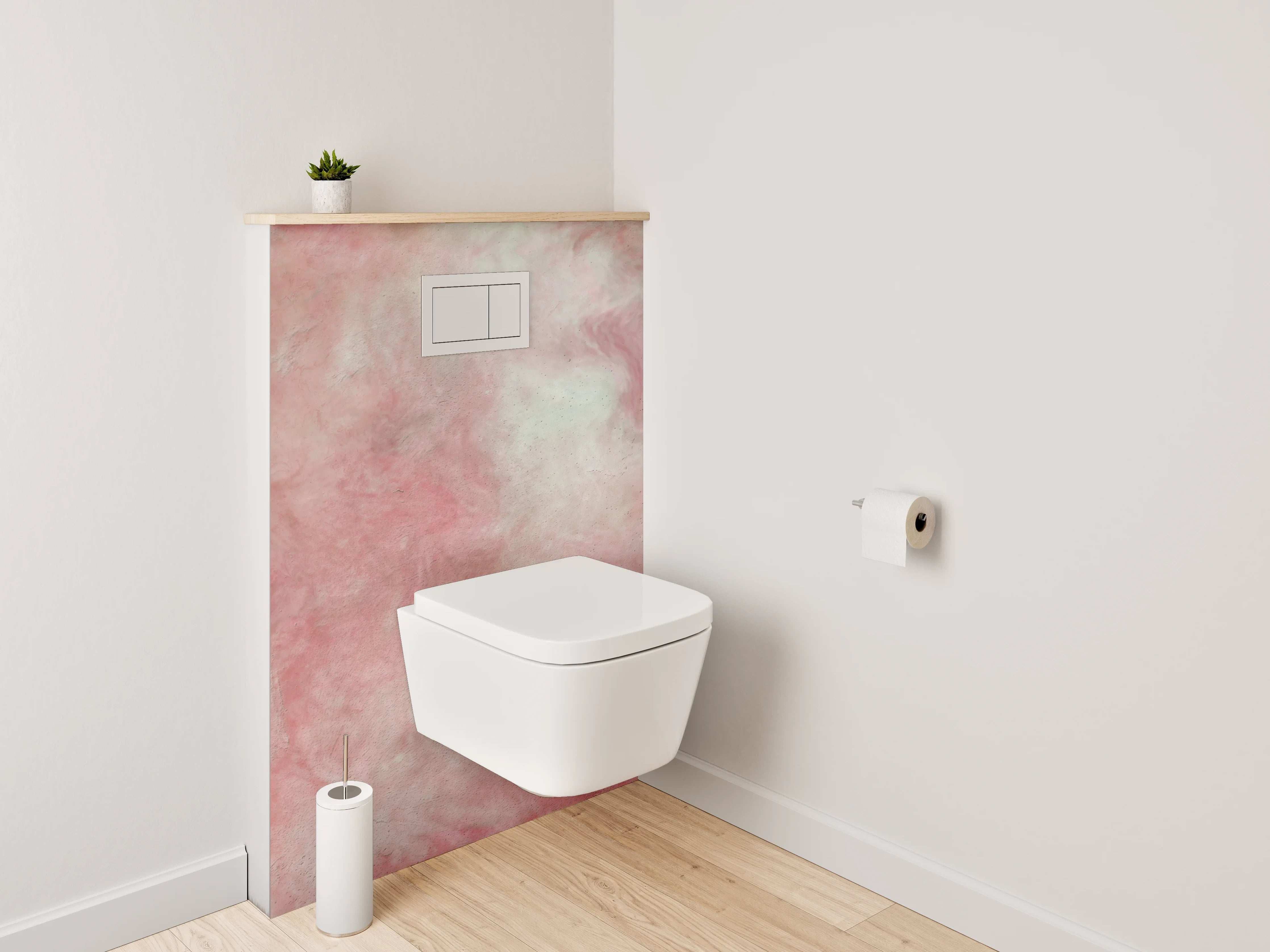 WC-Rückwand - Abstraktes Rosa Aquarell Design