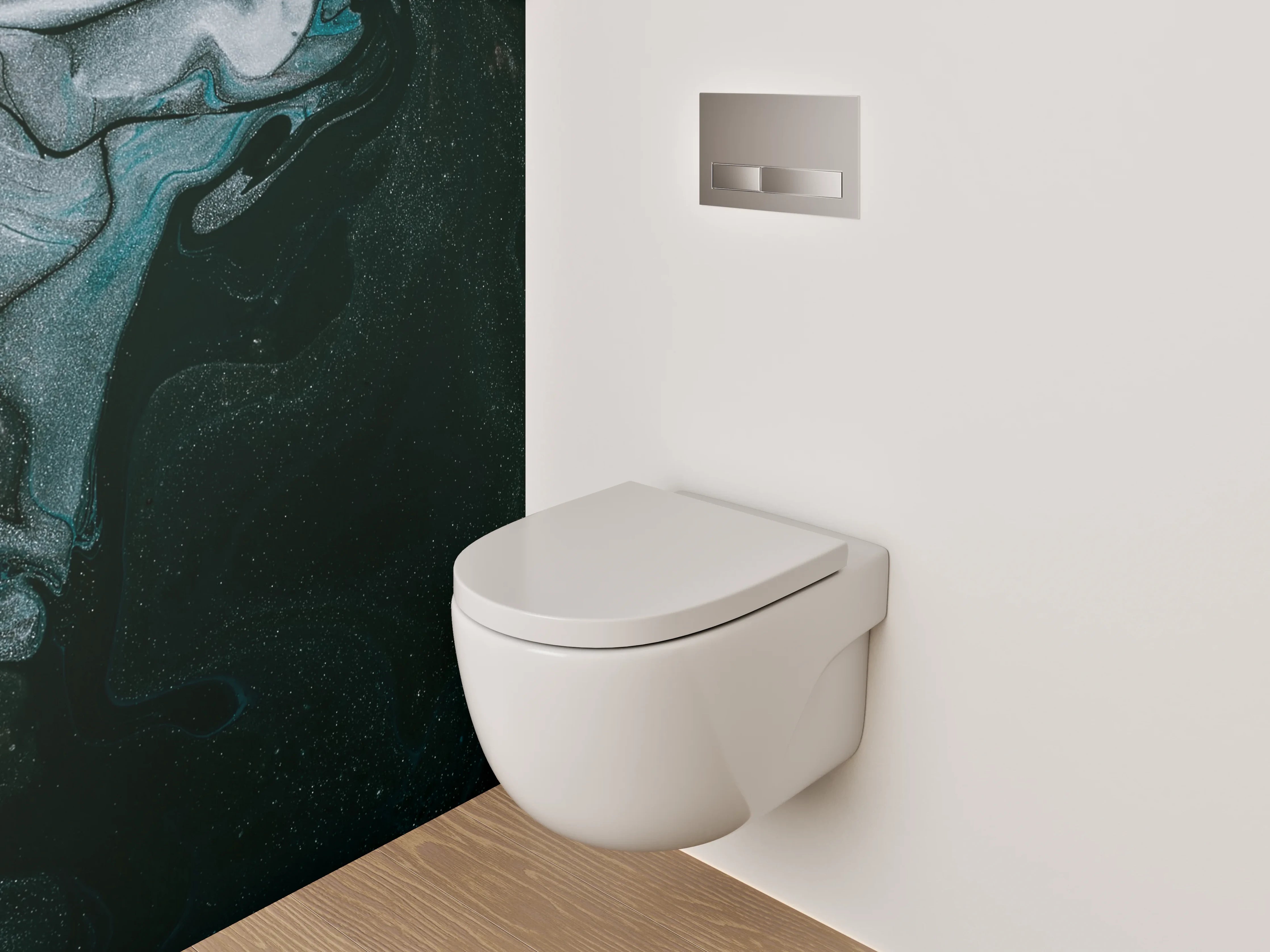 WC-Rückwand - Abstraktes Schwarz-Marmor-Design