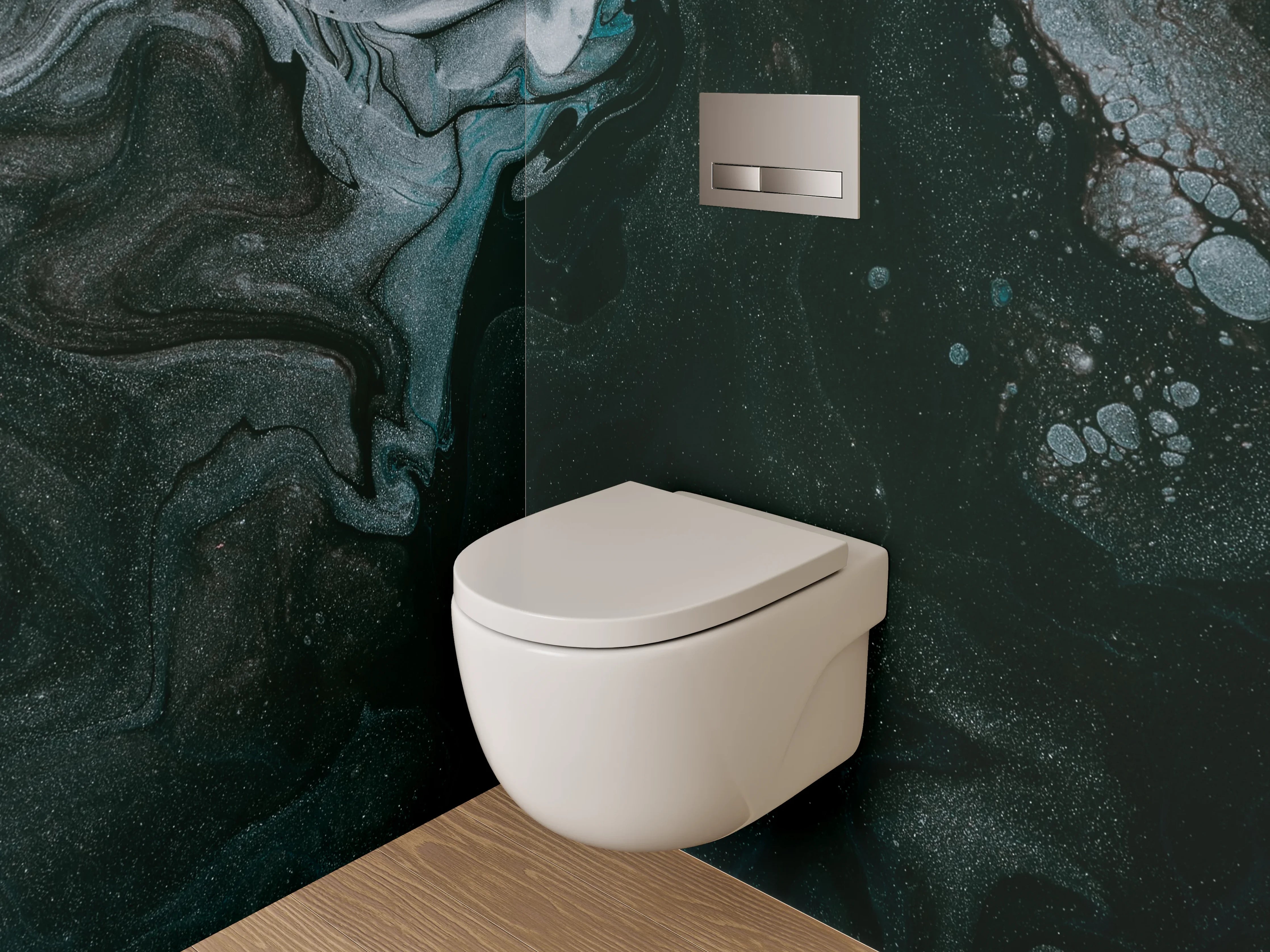 WC-Rückwand - Abstraktes Schwarz-Marmor-Design