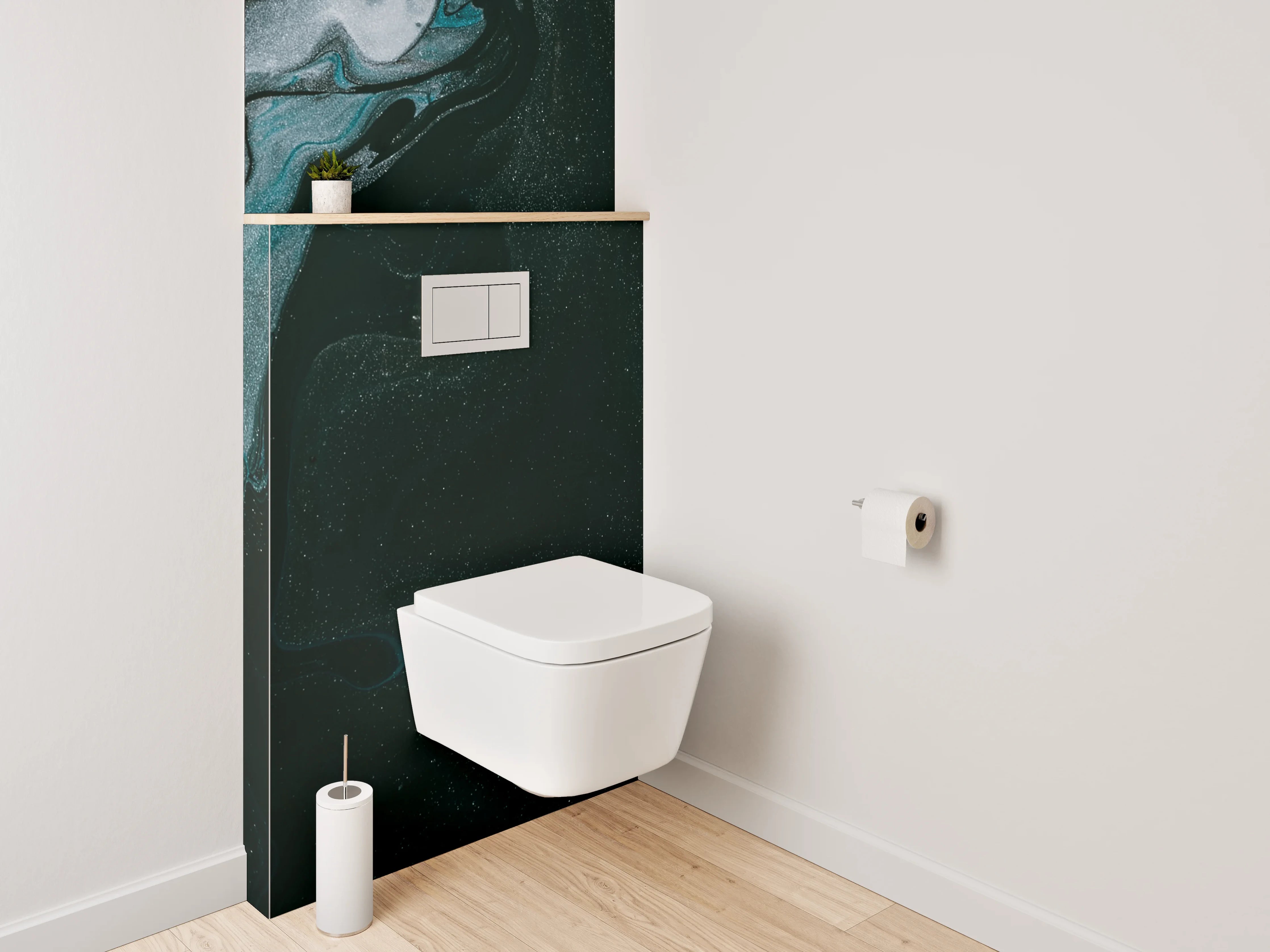 WC-Rückwand - Abstraktes Schwarz-Marmor-Design