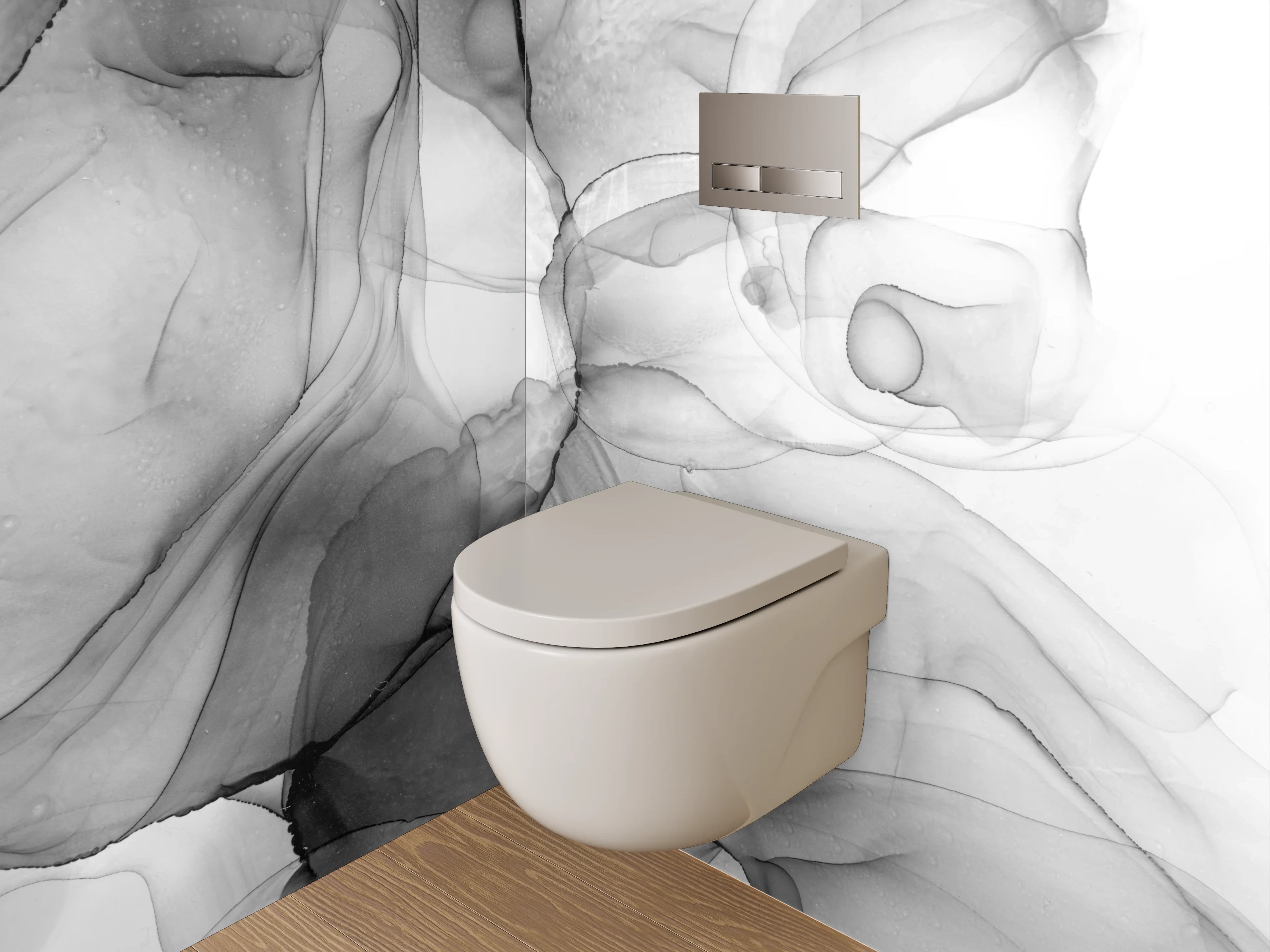WC-Rückwand - Abstraktes Schwarz-Weiß-Kunstwerk