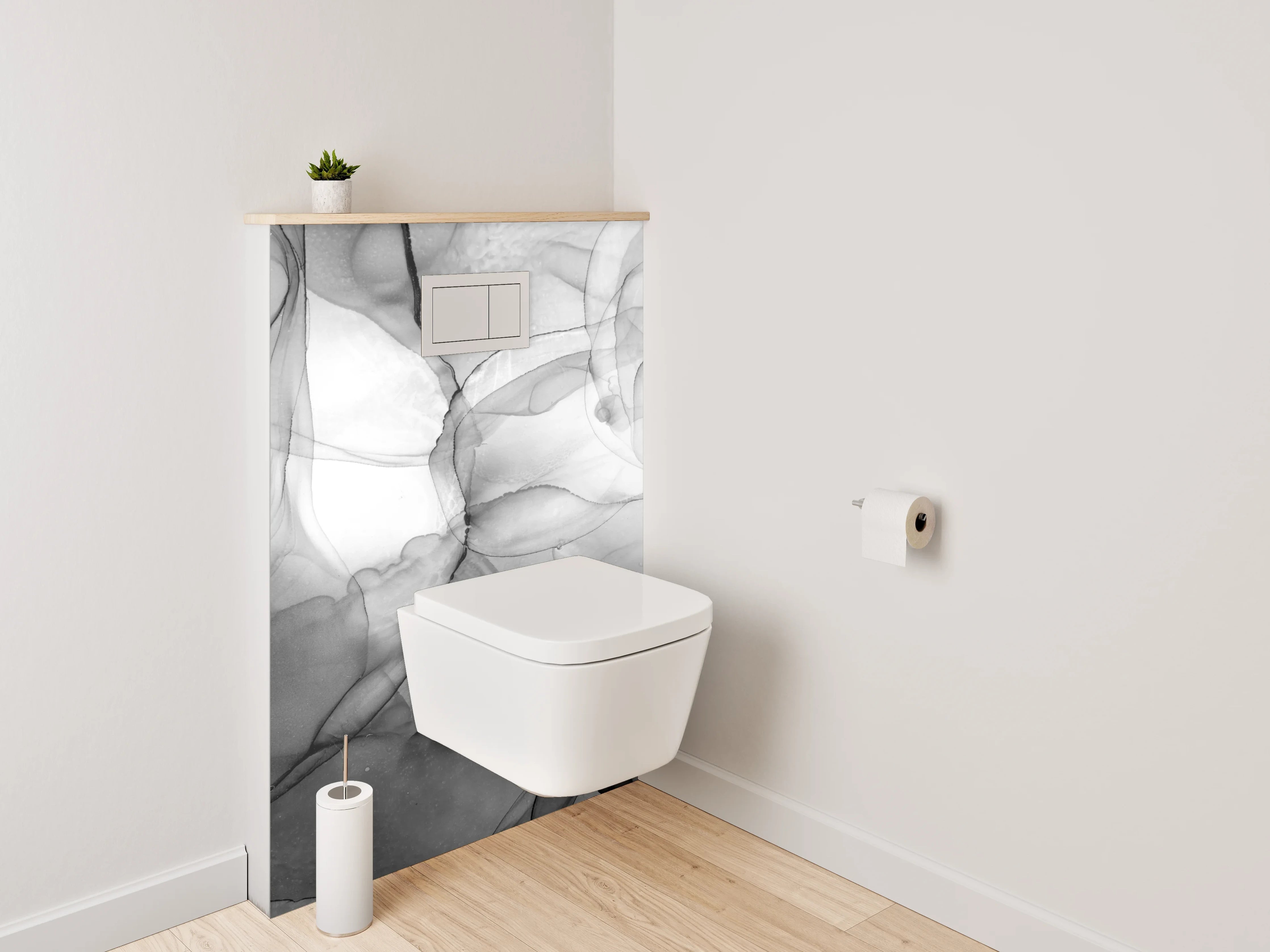 WC-Rückwand - Abstraktes Schwarz-Weiß-Kunstwerk
