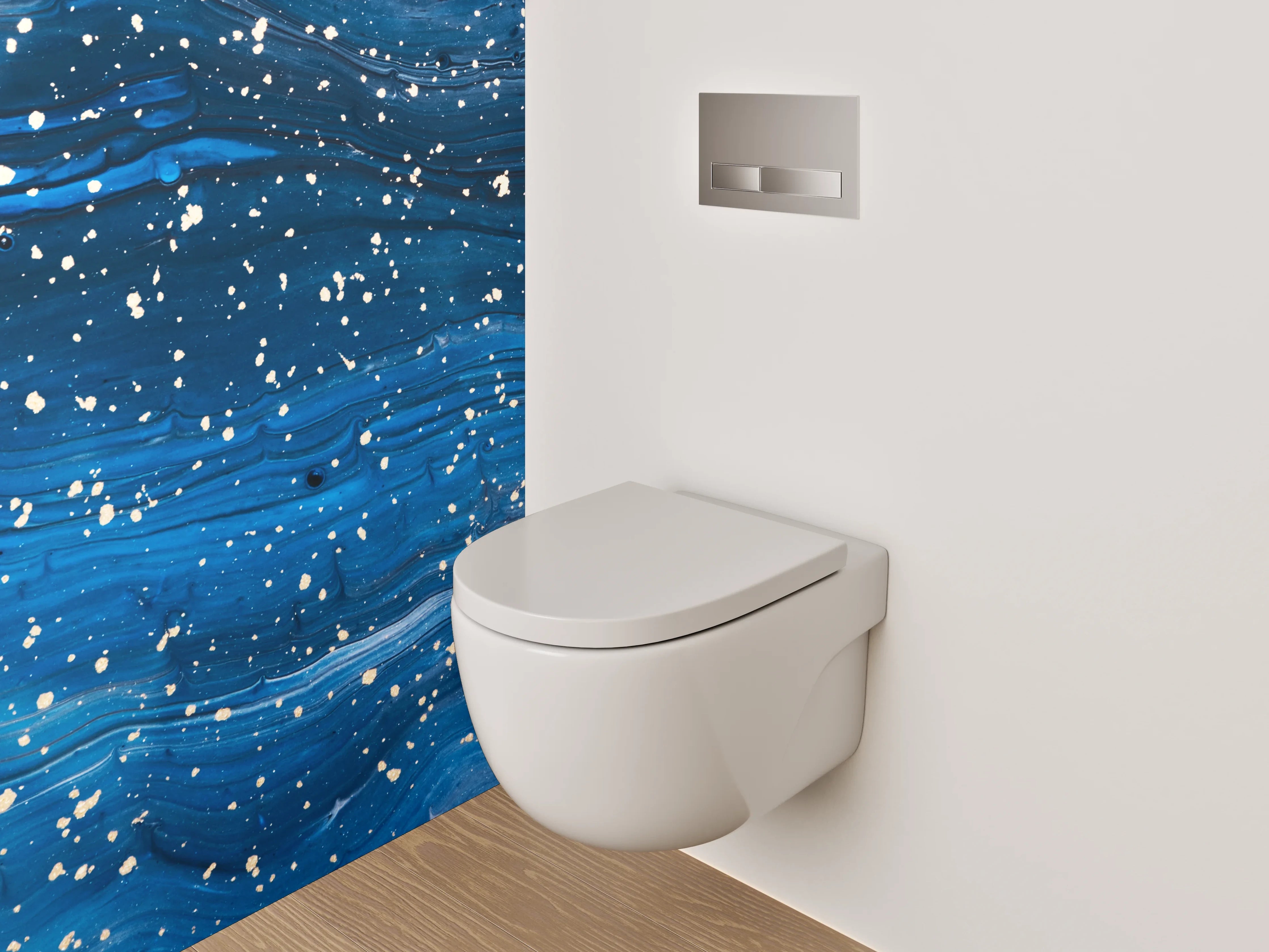 WC-Rückwand - Abstraktes Sternenhimmel Muster Blau Weiß