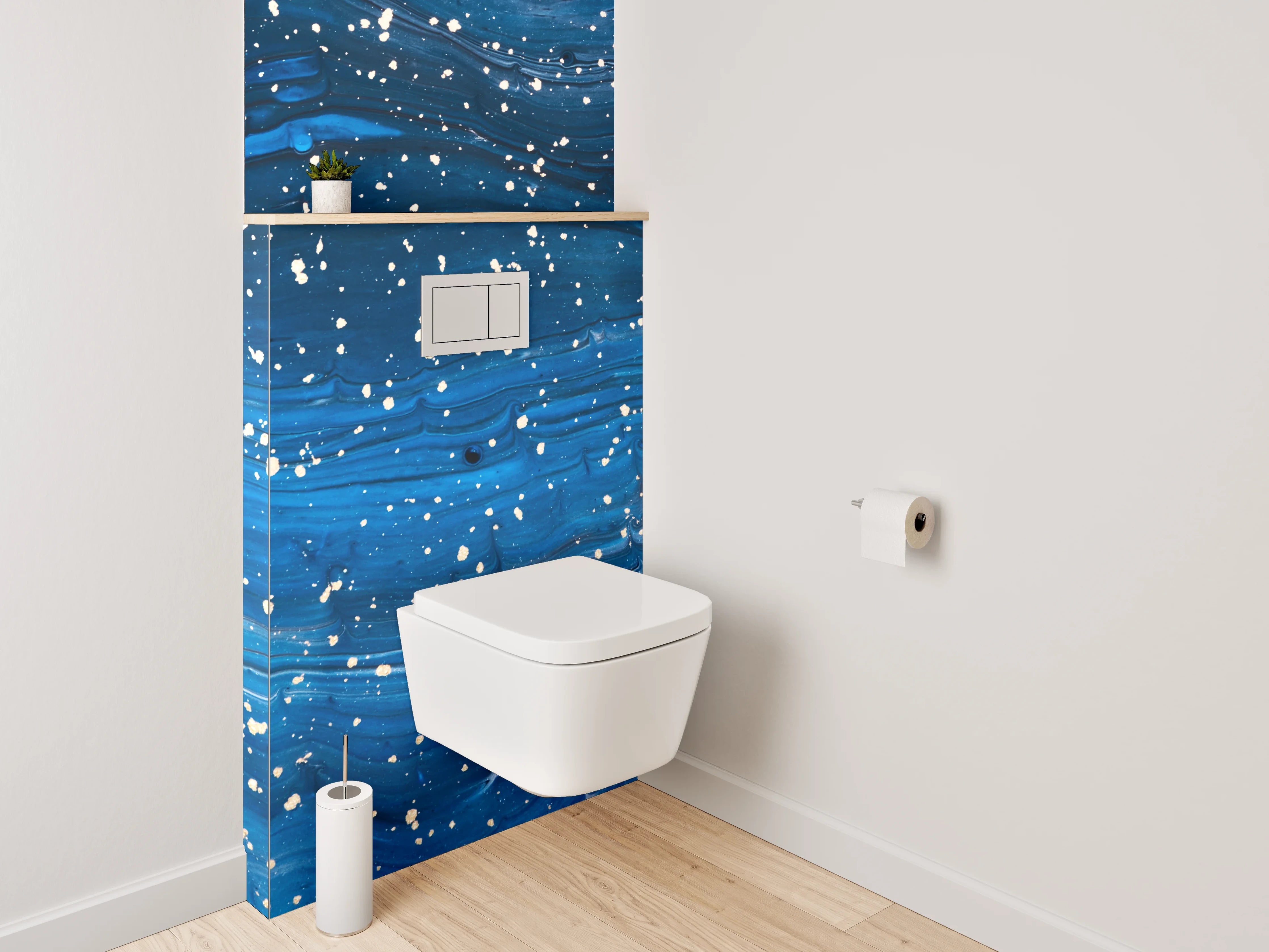 WC-Rückwand - Abstraktes Sternenhimmel Muster Blau Weiß