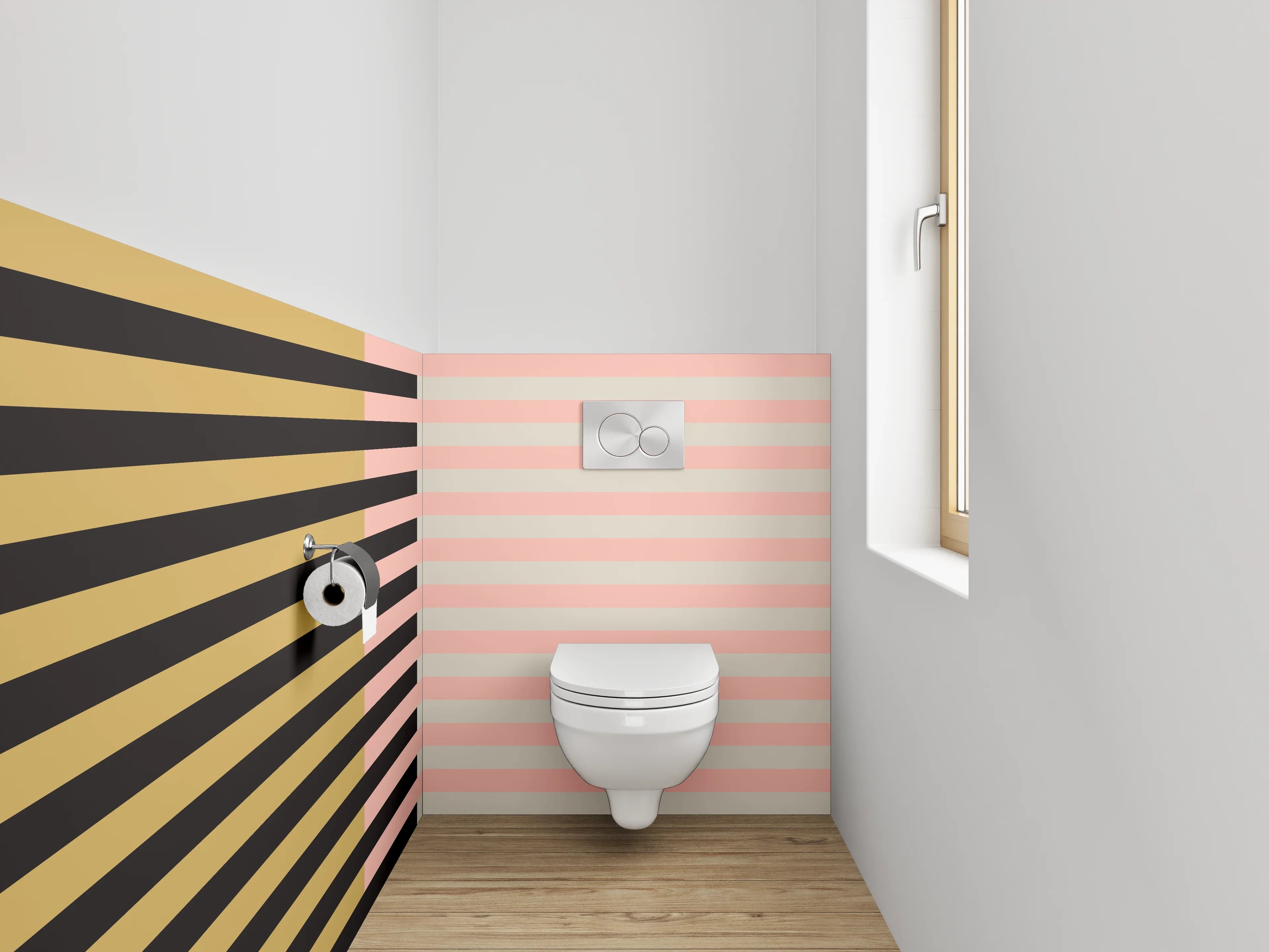 WC-Rückwand - Abstraktes Streifenmuster Pastell Gold