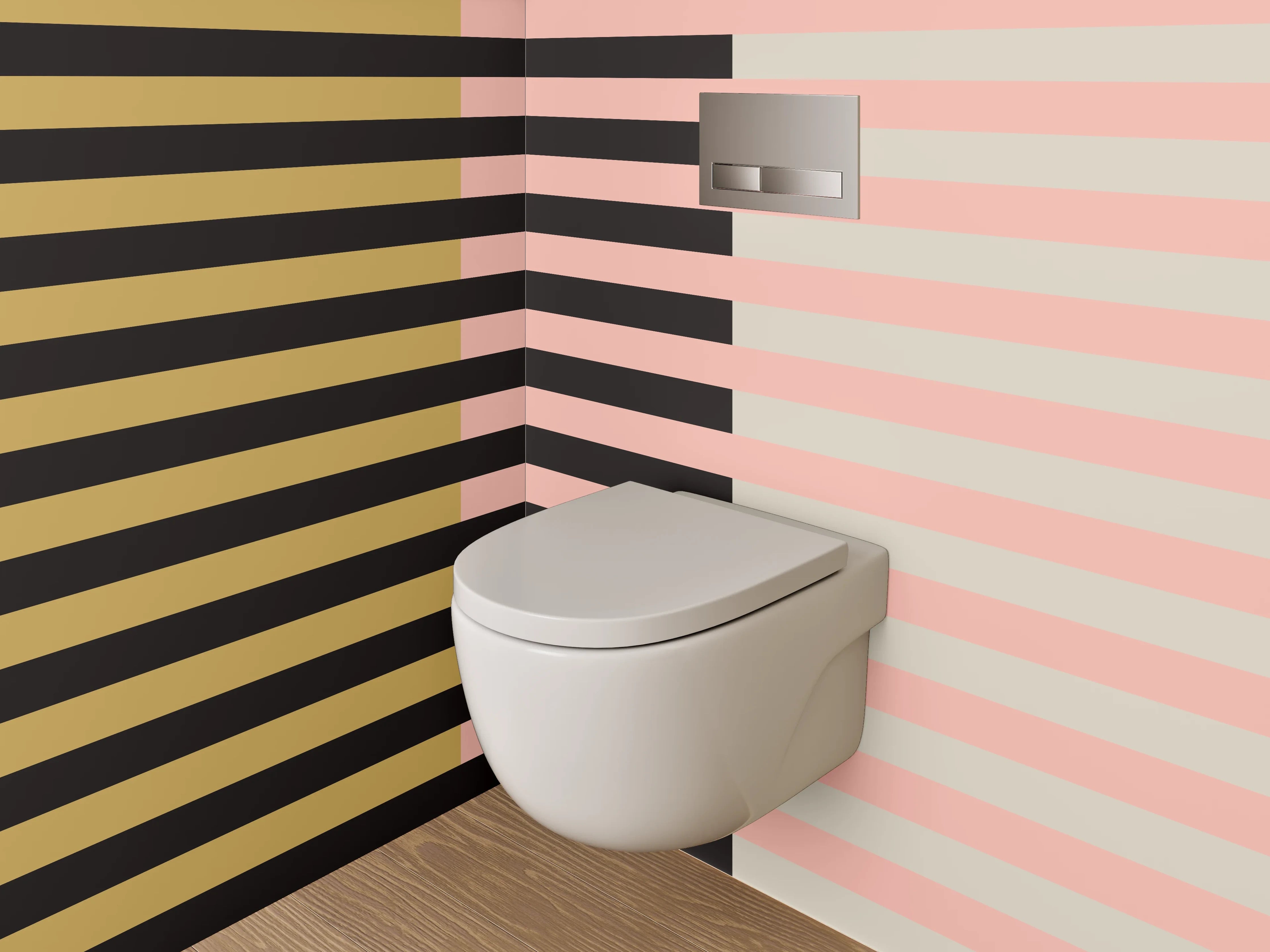 WC-Rückwand - Abstraktes Streifenmuster Pastell Gold
