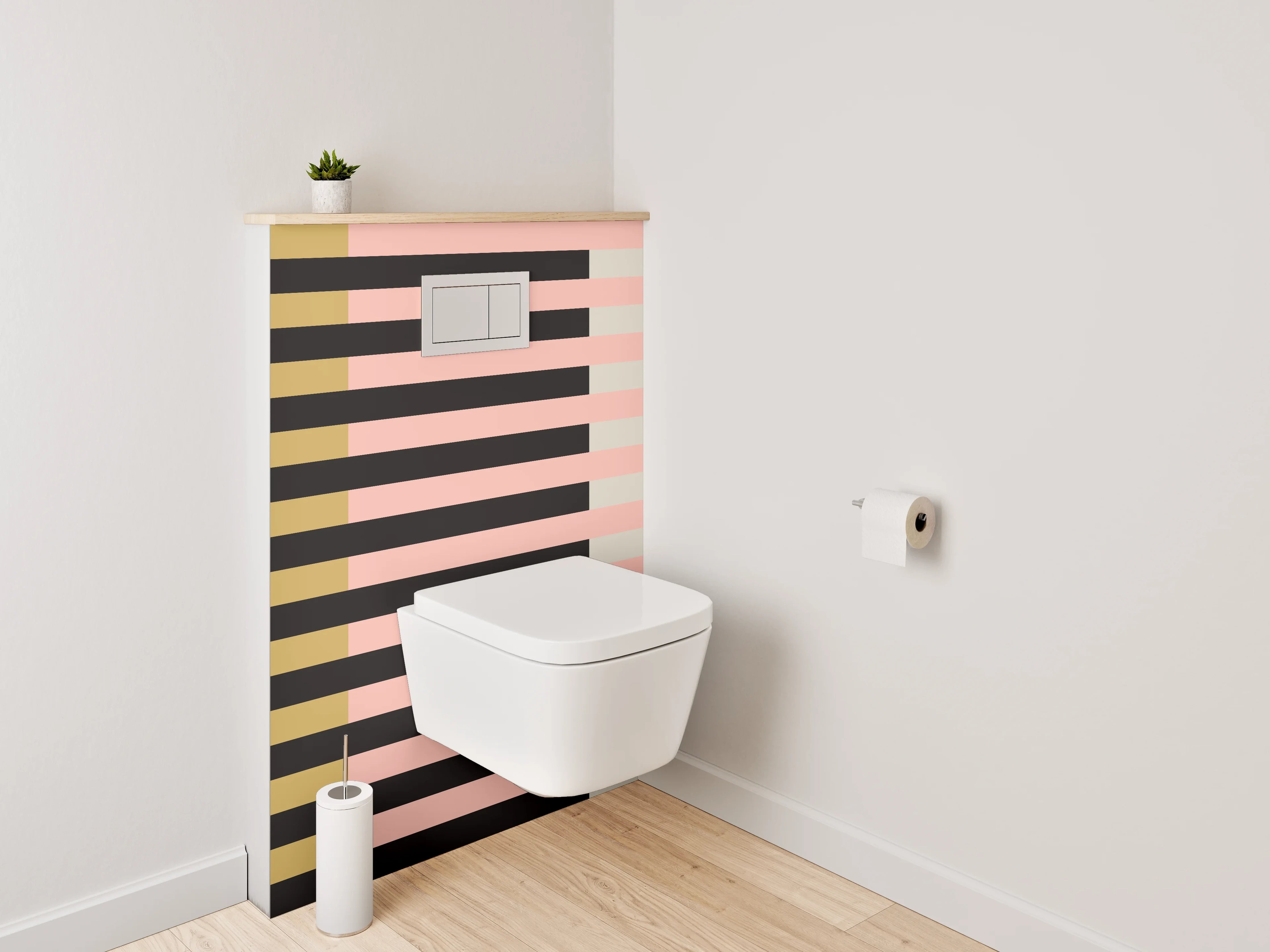 WC-Rückwand - Abstraktes Streifenmuster Pastell Gold