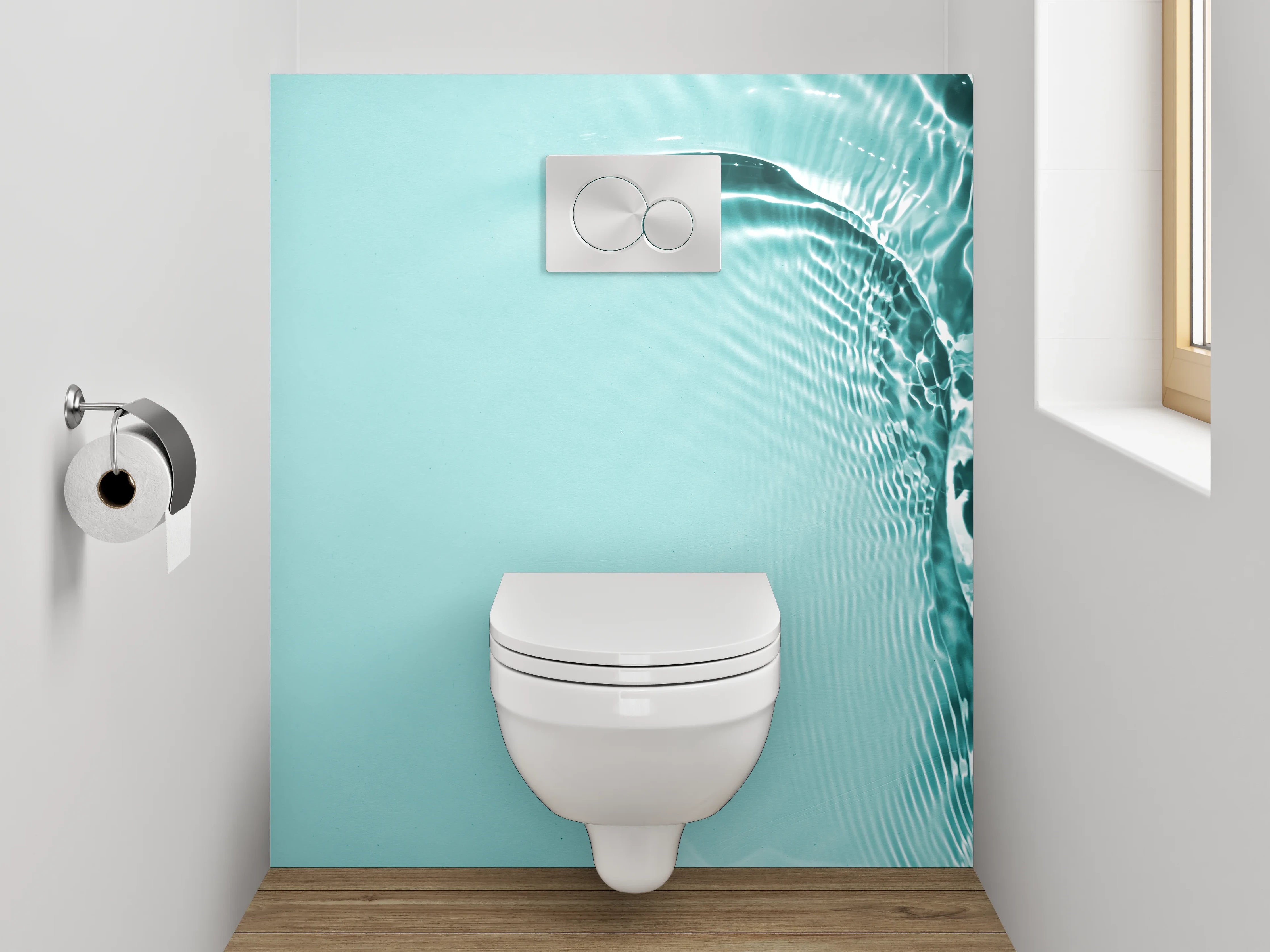 WC-Rückwand - Abstraktes Wasserlicht in Türkis
