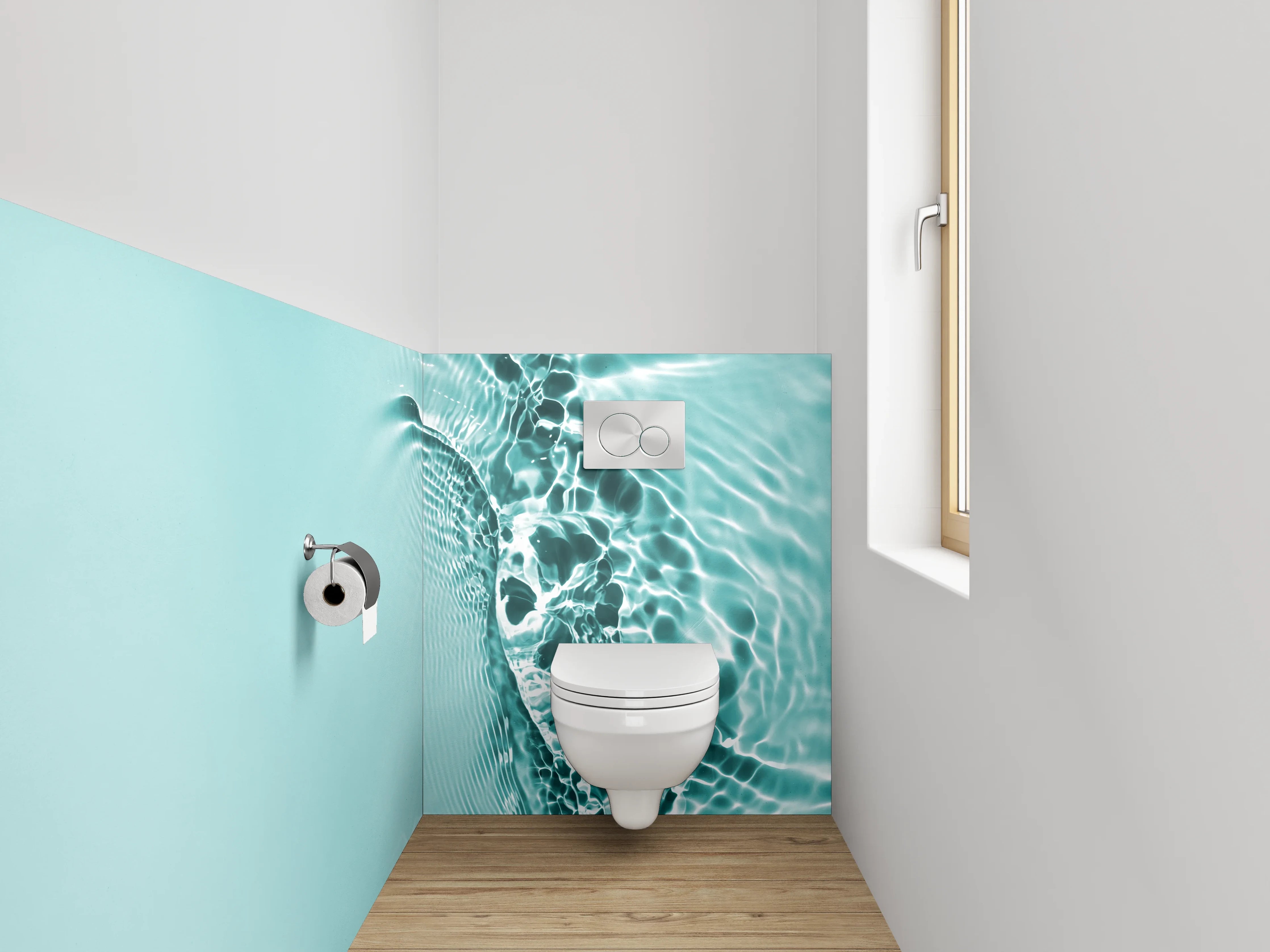 WC-Rückwand - Abstraktes Wasserlicht in Türkis