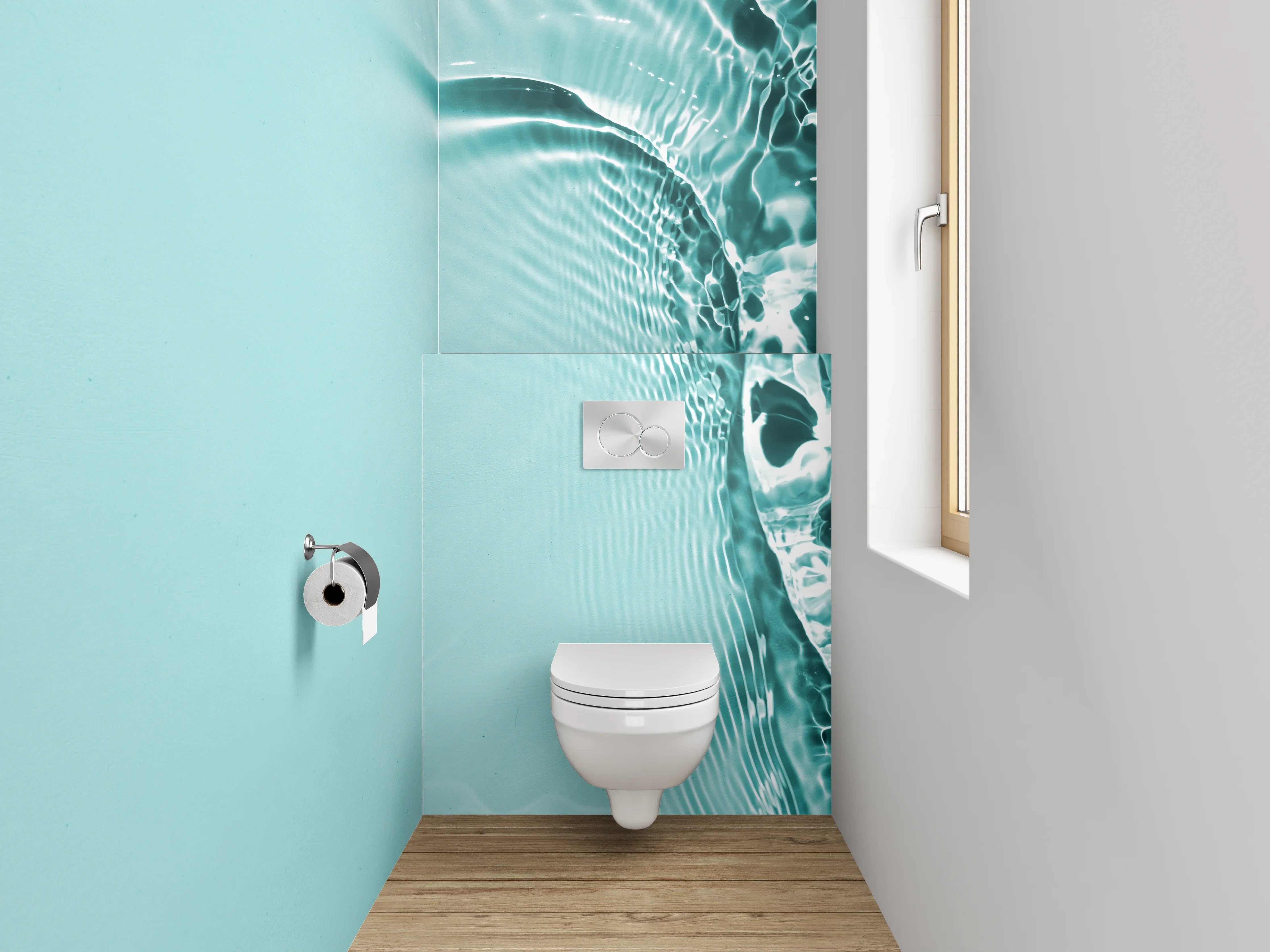 WC-Rückwand - Abstraktes Wasserlicht in Türkis