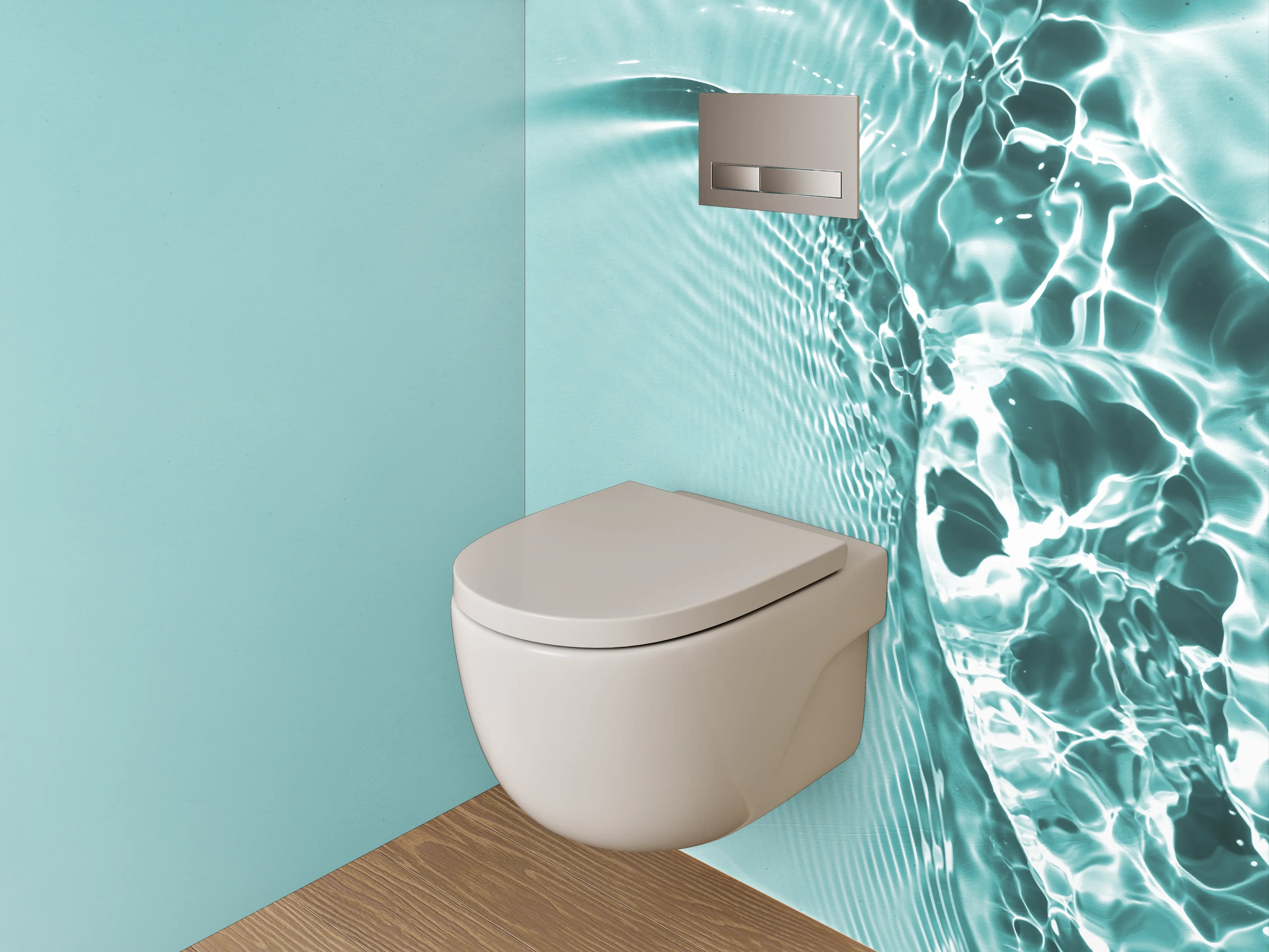 WC-Rückwand - Abstraktes Wasserlicht in Türkis