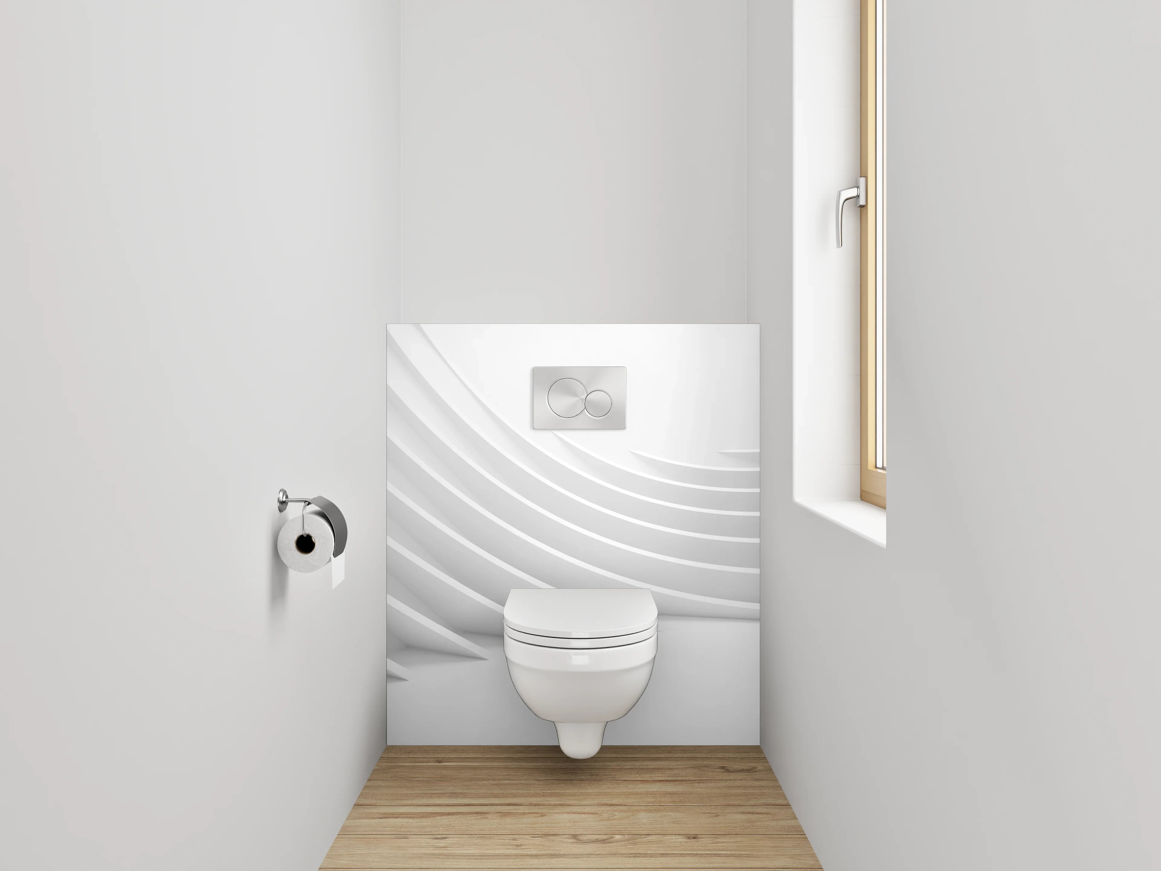 WC-Rückwand - Abstraktes Weiß-Grau Wanddesign