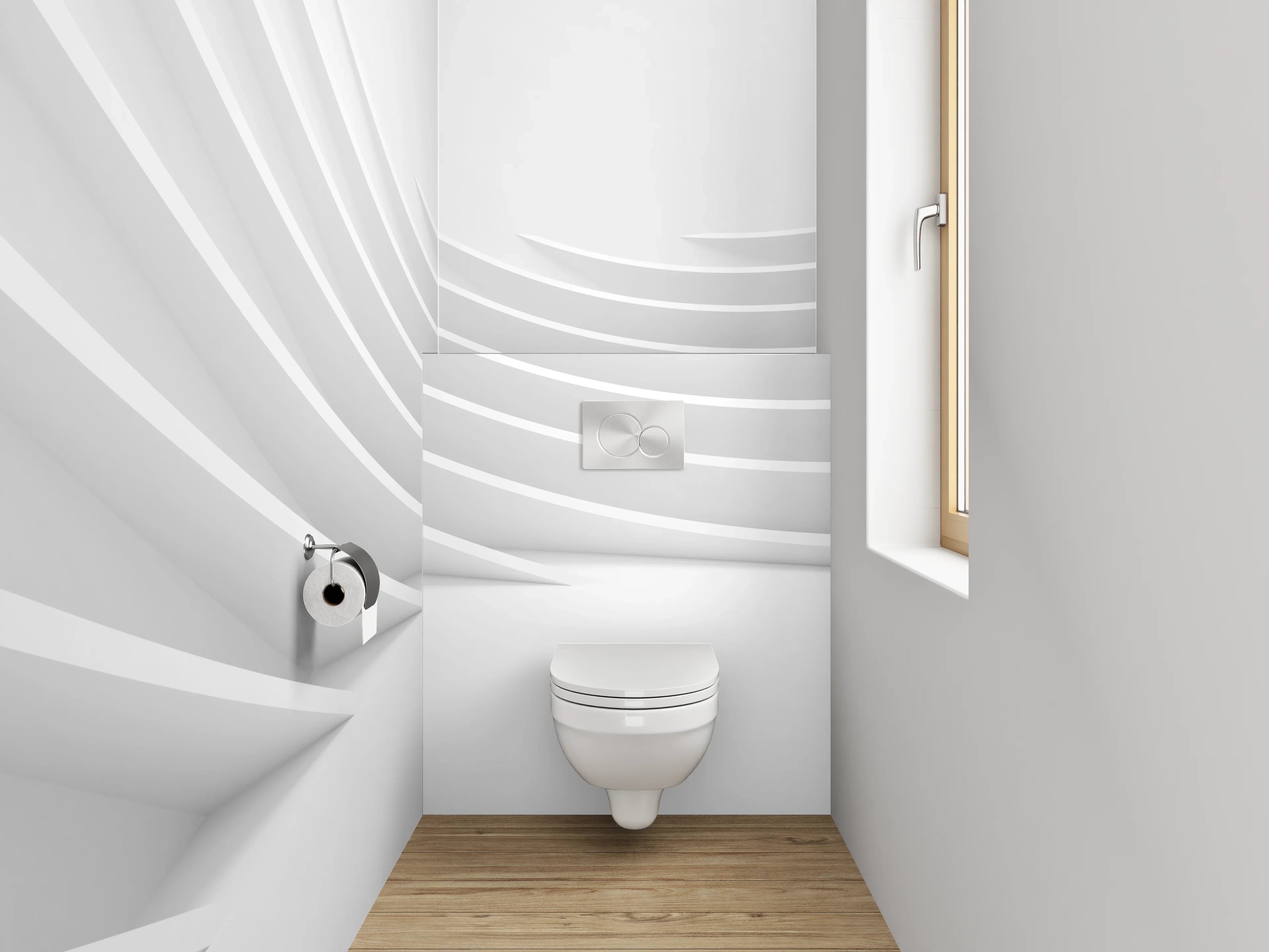 WC-Rückwand - Abstraktes Weiß-Grau Wanddesign