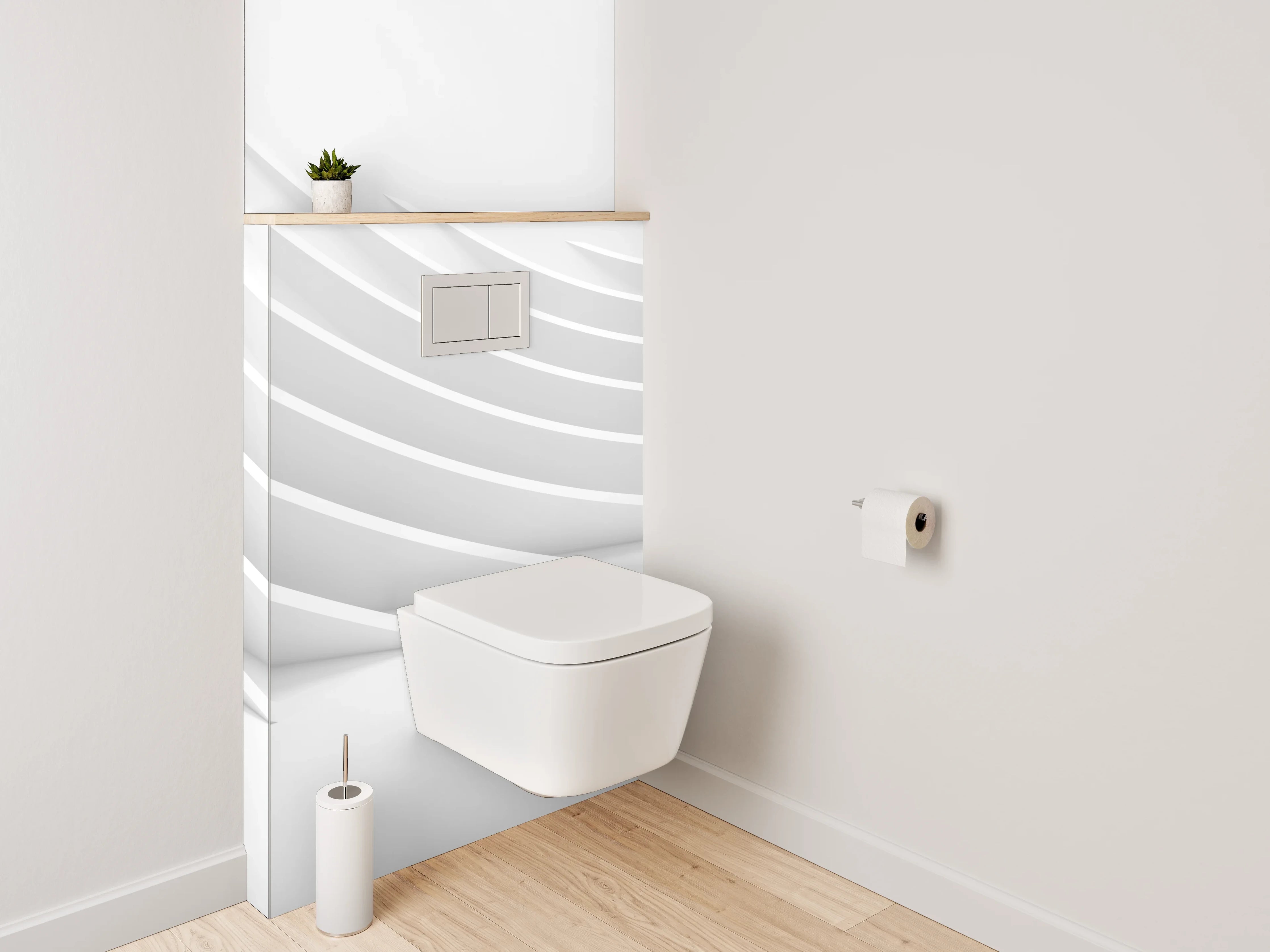 WC-Rückwand - Abstraktes Weiß-Grau Wanddesign