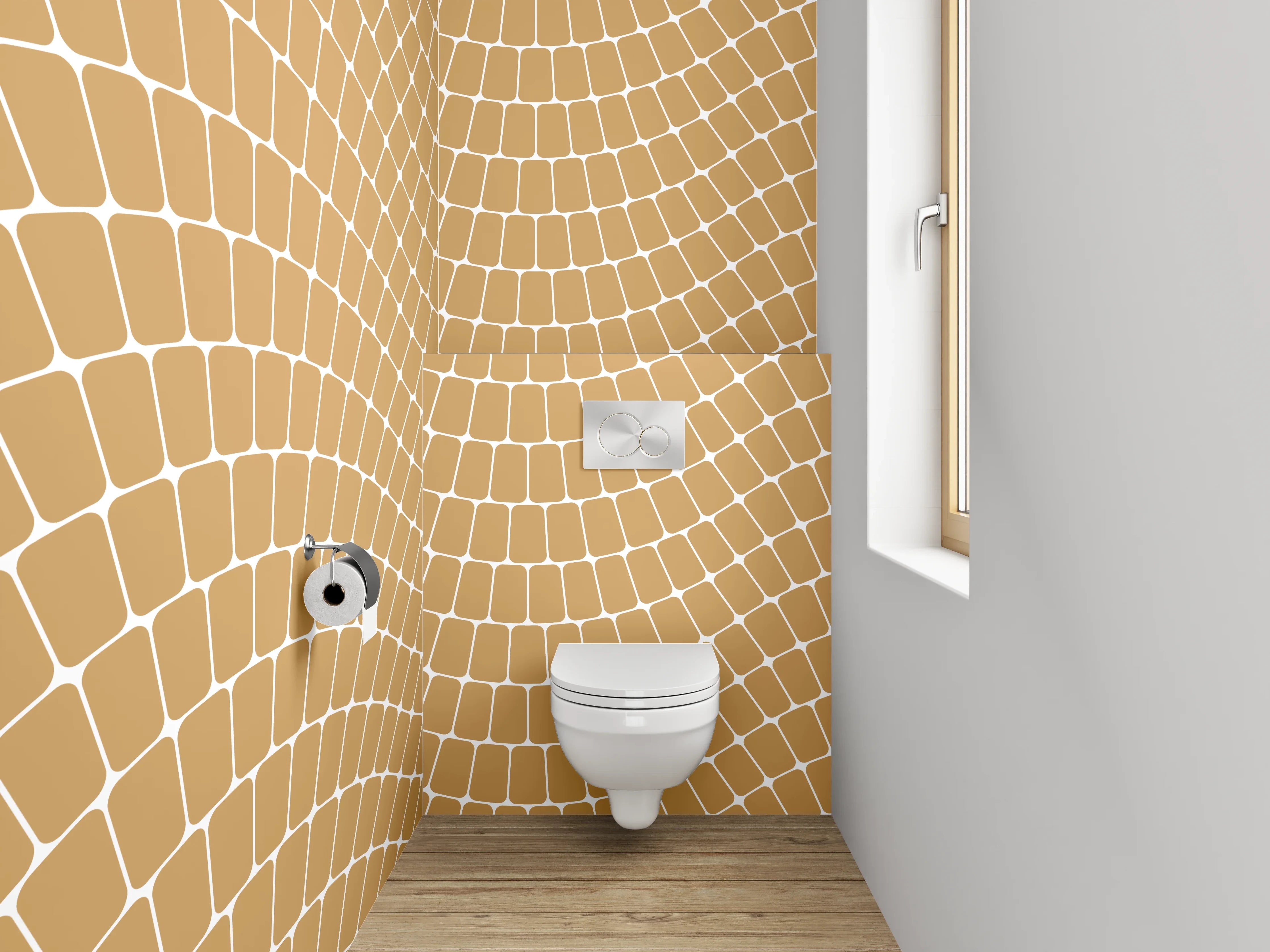 WC-Rückwand - Abstraktes Wellenmuster Beige Minimal