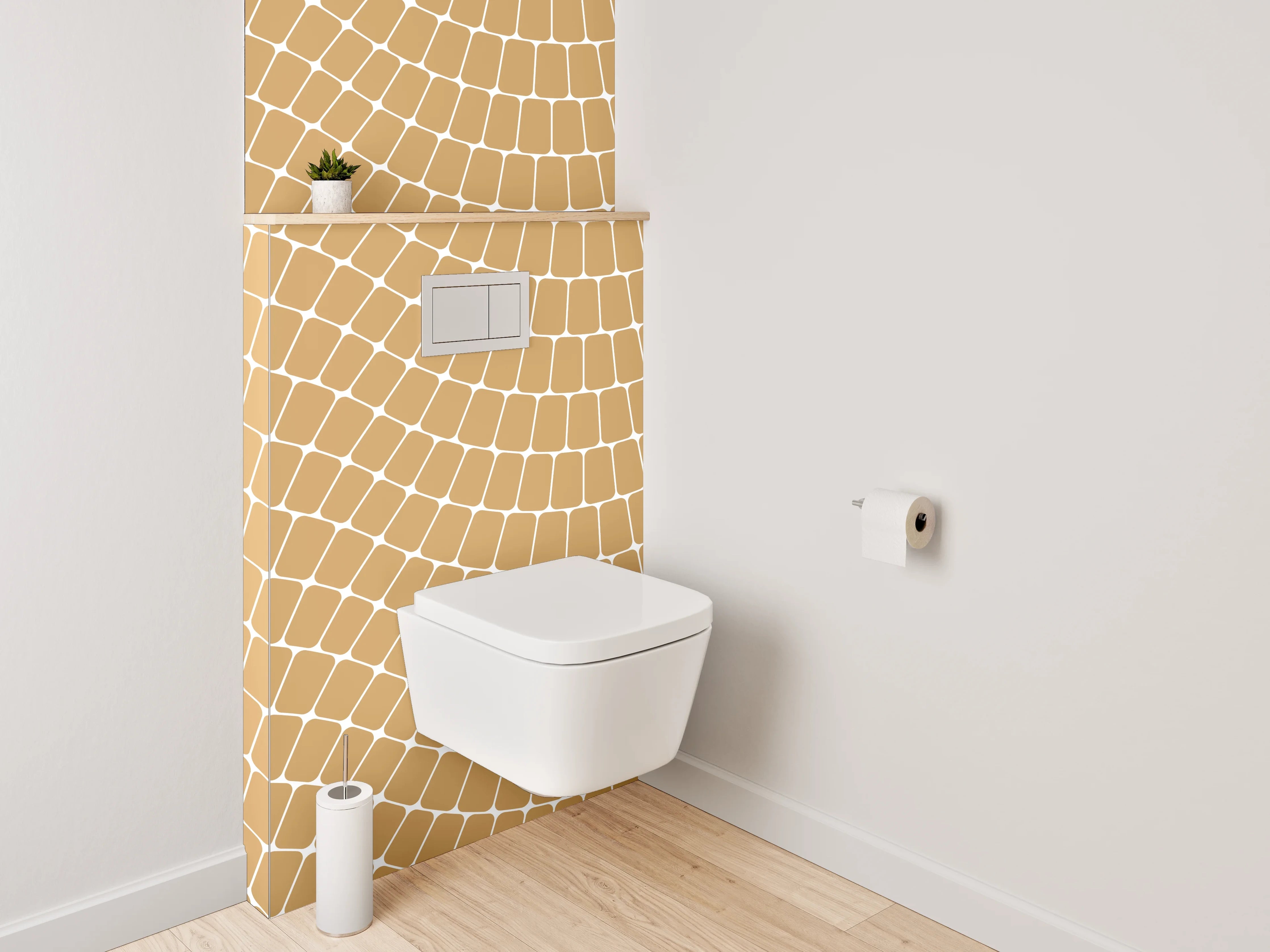 WC-Rückwand - Abstraktes Wellenmuster Beige Minimal