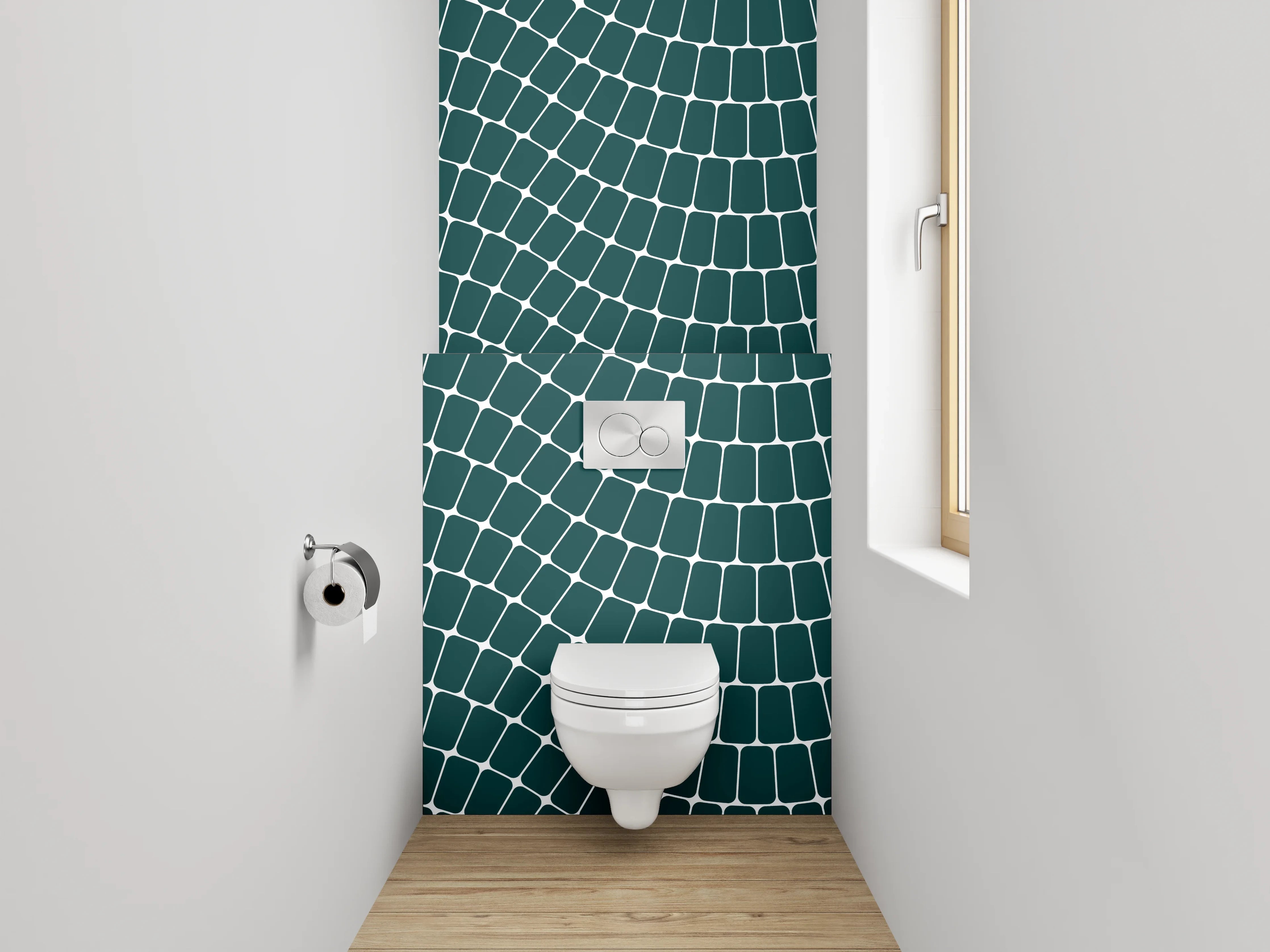WC-Rückwand - Abstraktes Wellenmuster in Dunkelgrün