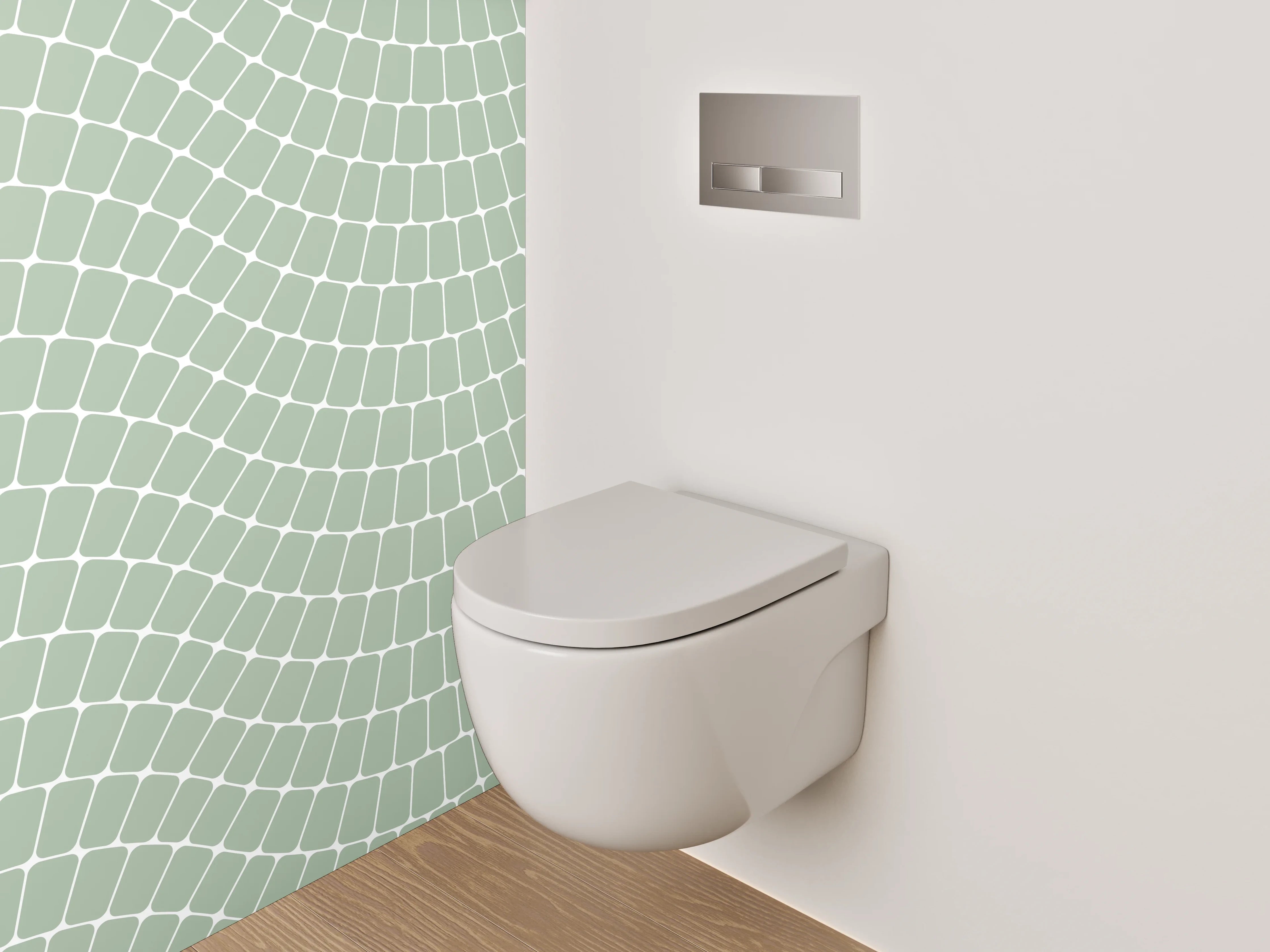 WC-Rückwand - Abstraktes Wellenmuster in Hellgrün