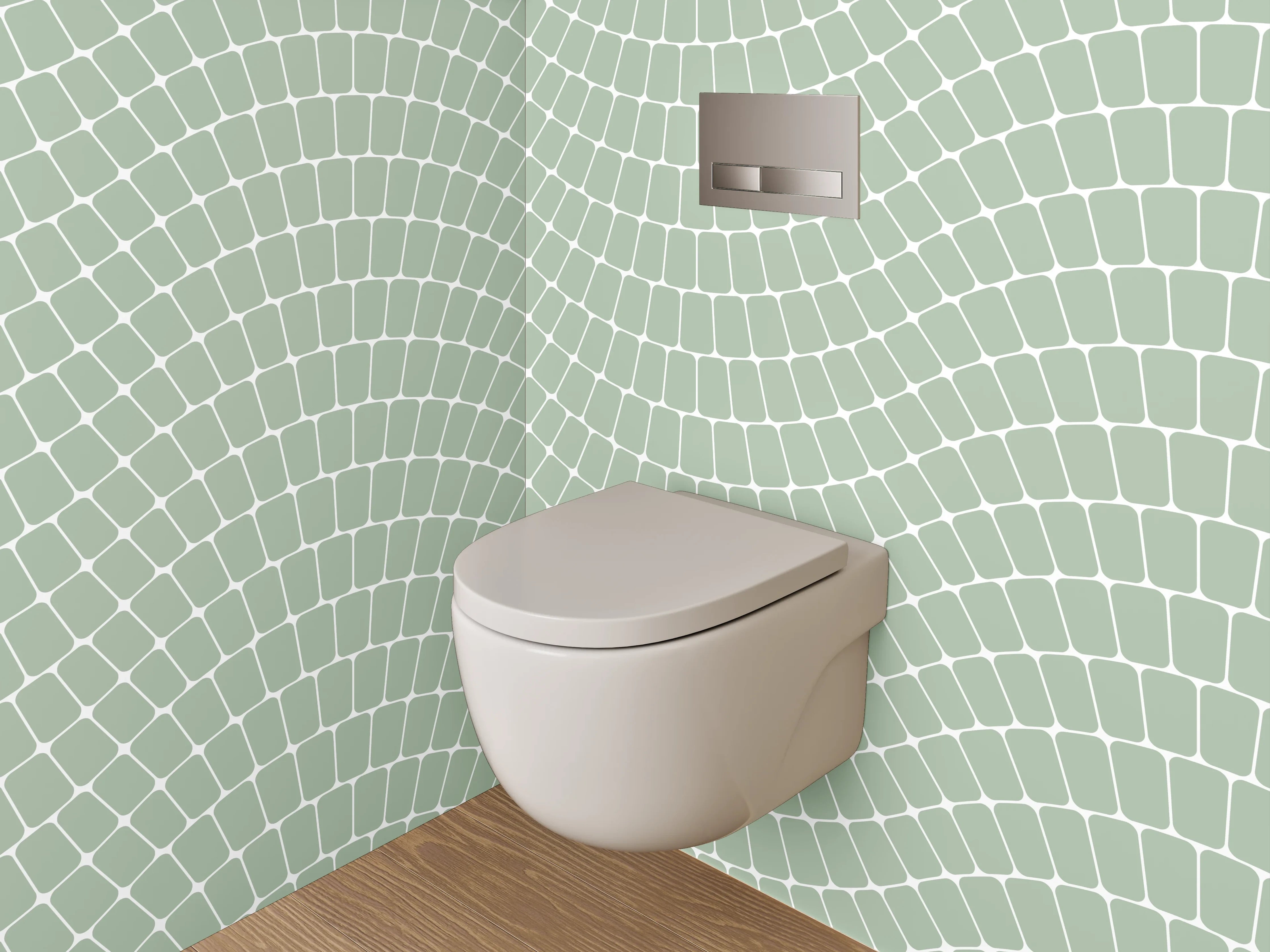WC-Rückwand - Abstraktes Wellenmuster in Hellgrün