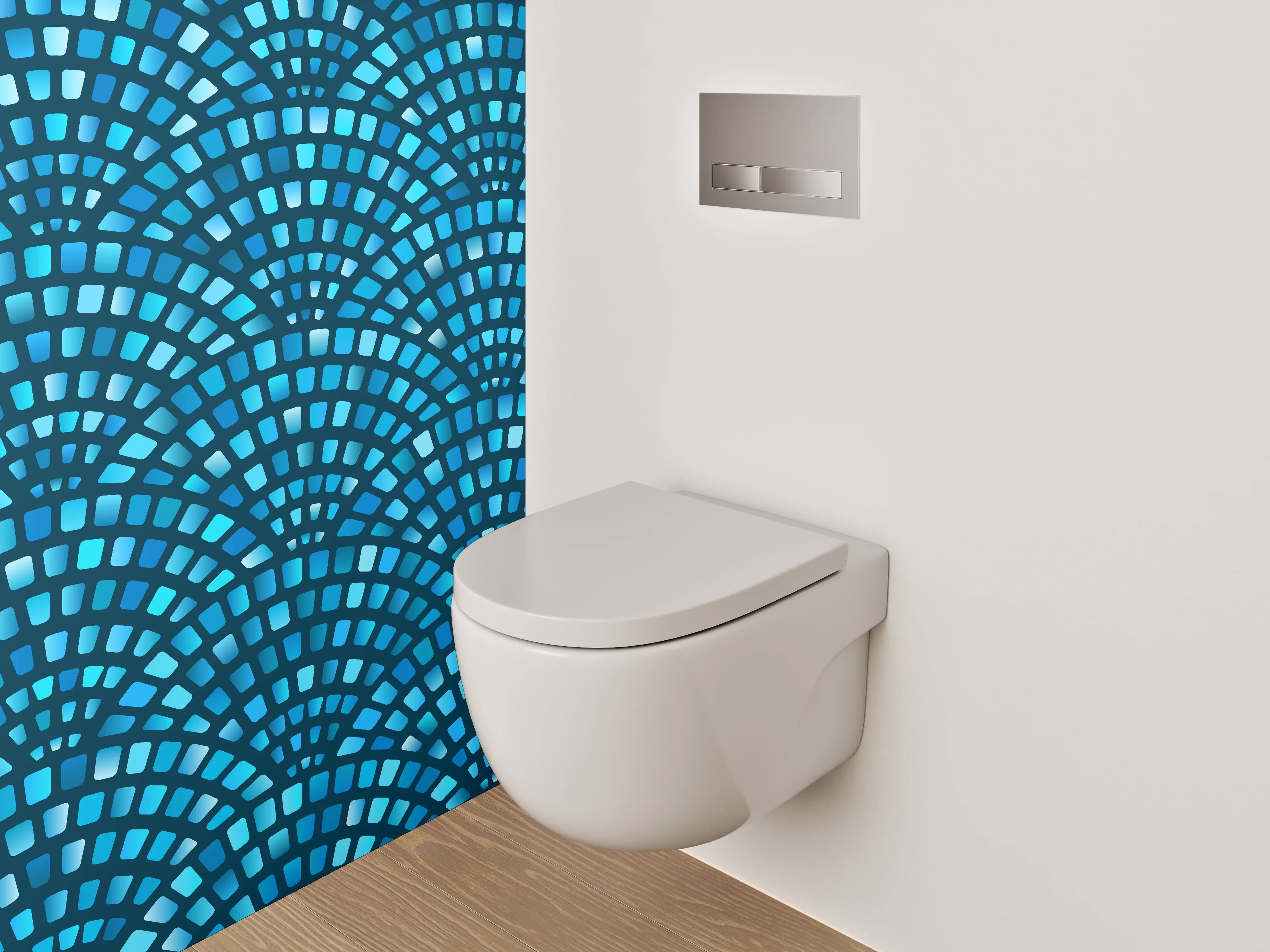 WC-Rückwand - Abstraktes blaues Mosaikmuster
