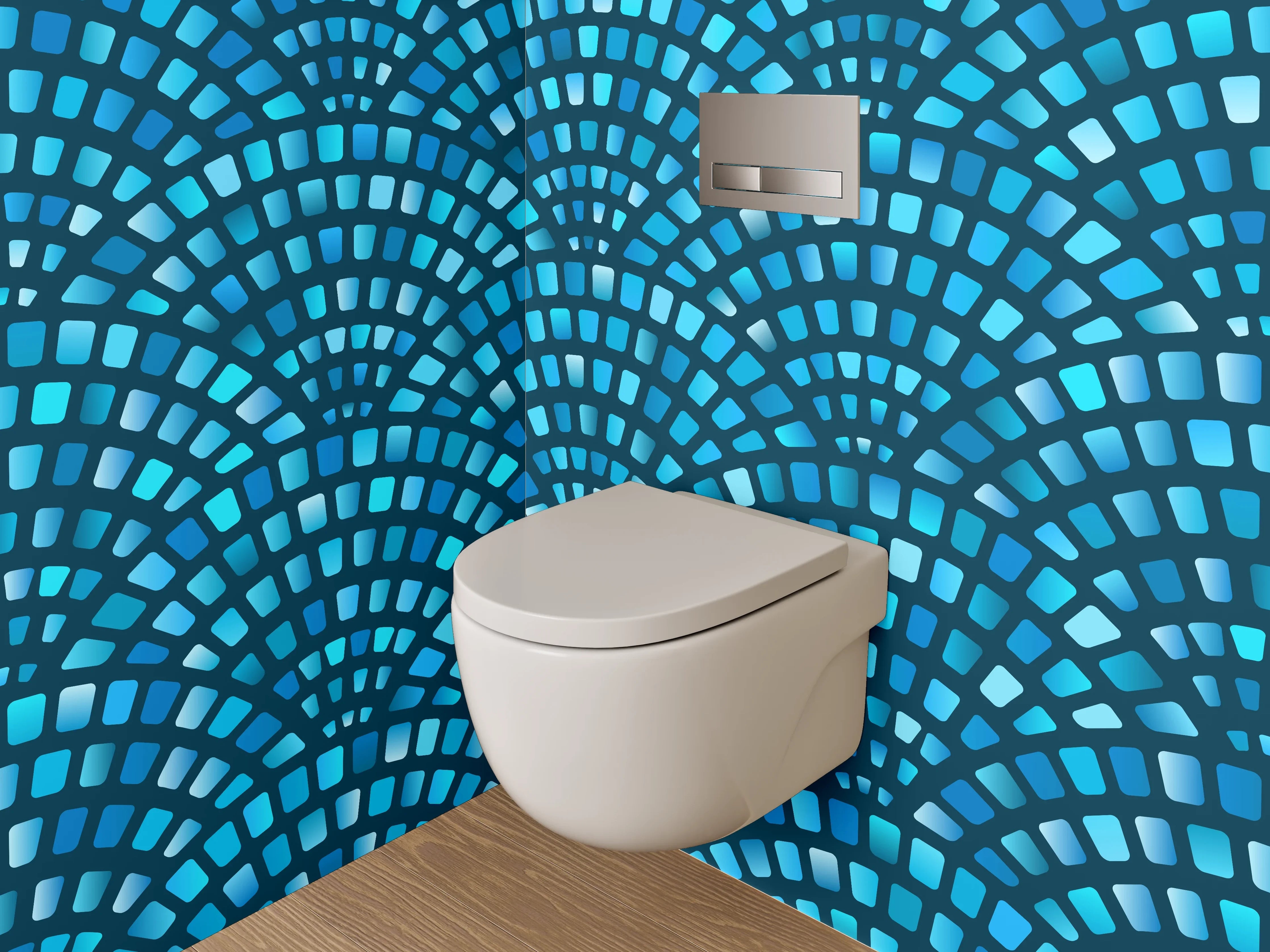WC-Rückwand - Abstraktes blaues Mosaikmuster