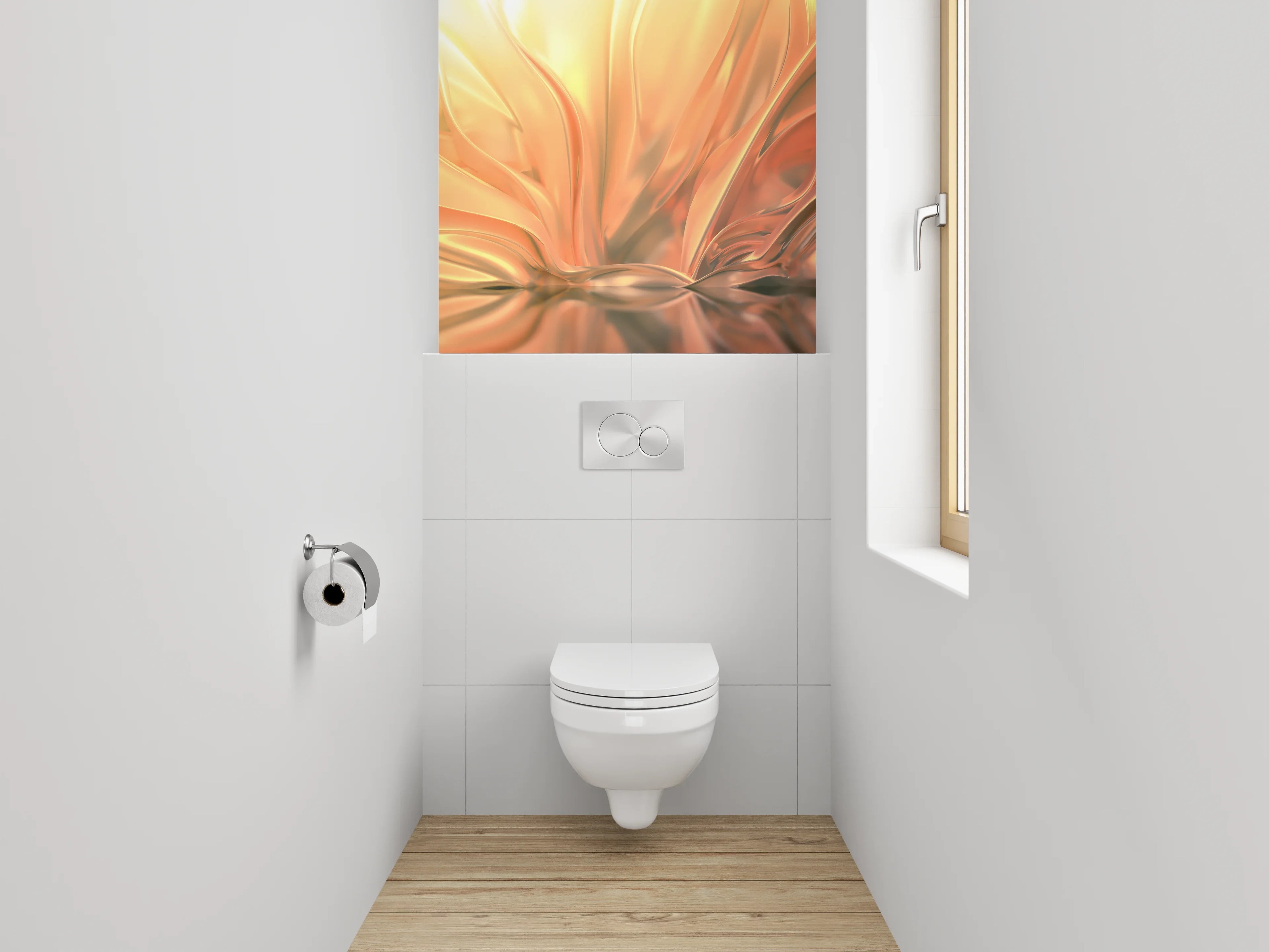 WC-Rückwand - Abstraktes fließendes Gold-Design