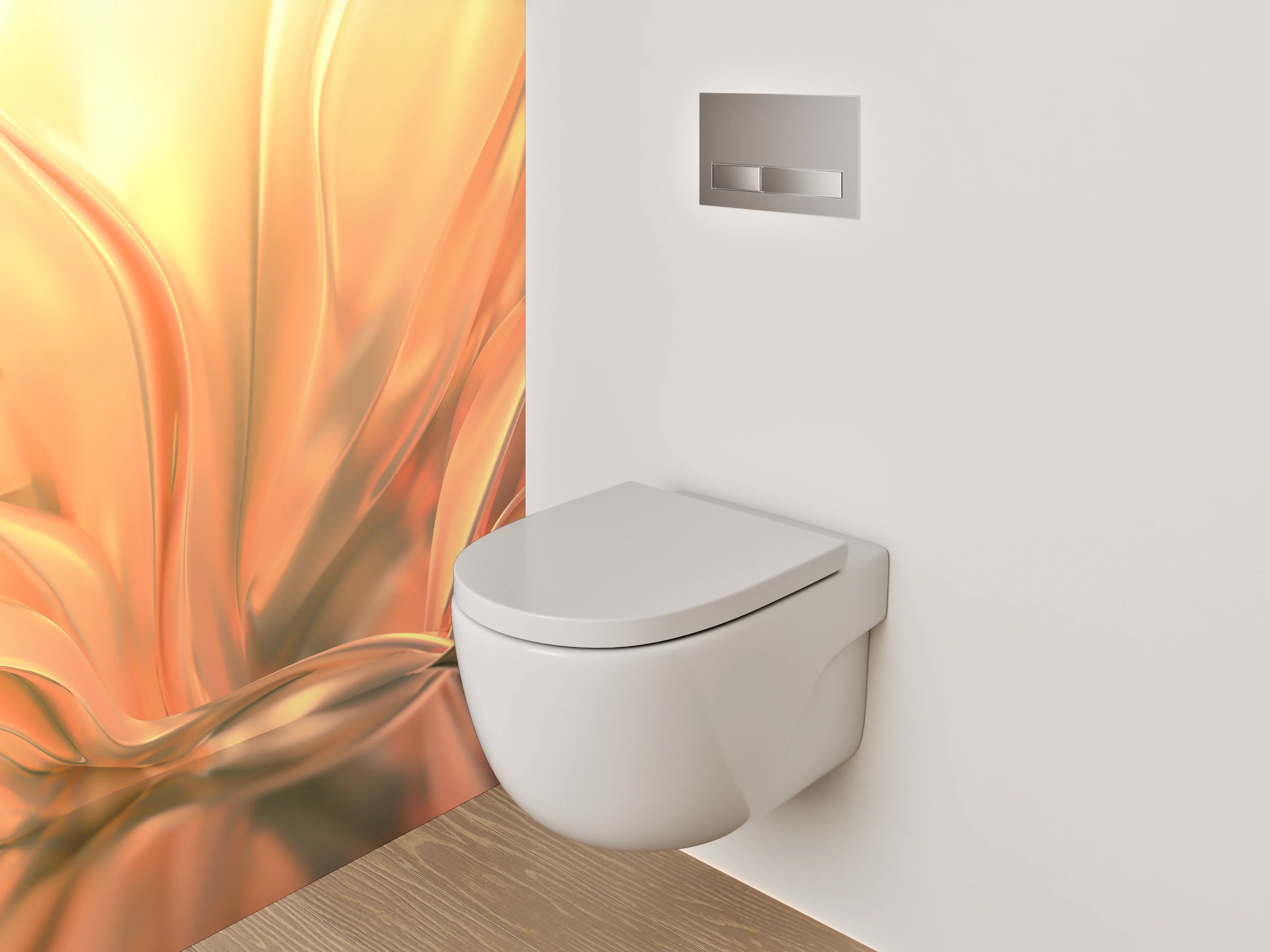 WC-Rückwand - Abstraktes fließendes Gold-Design