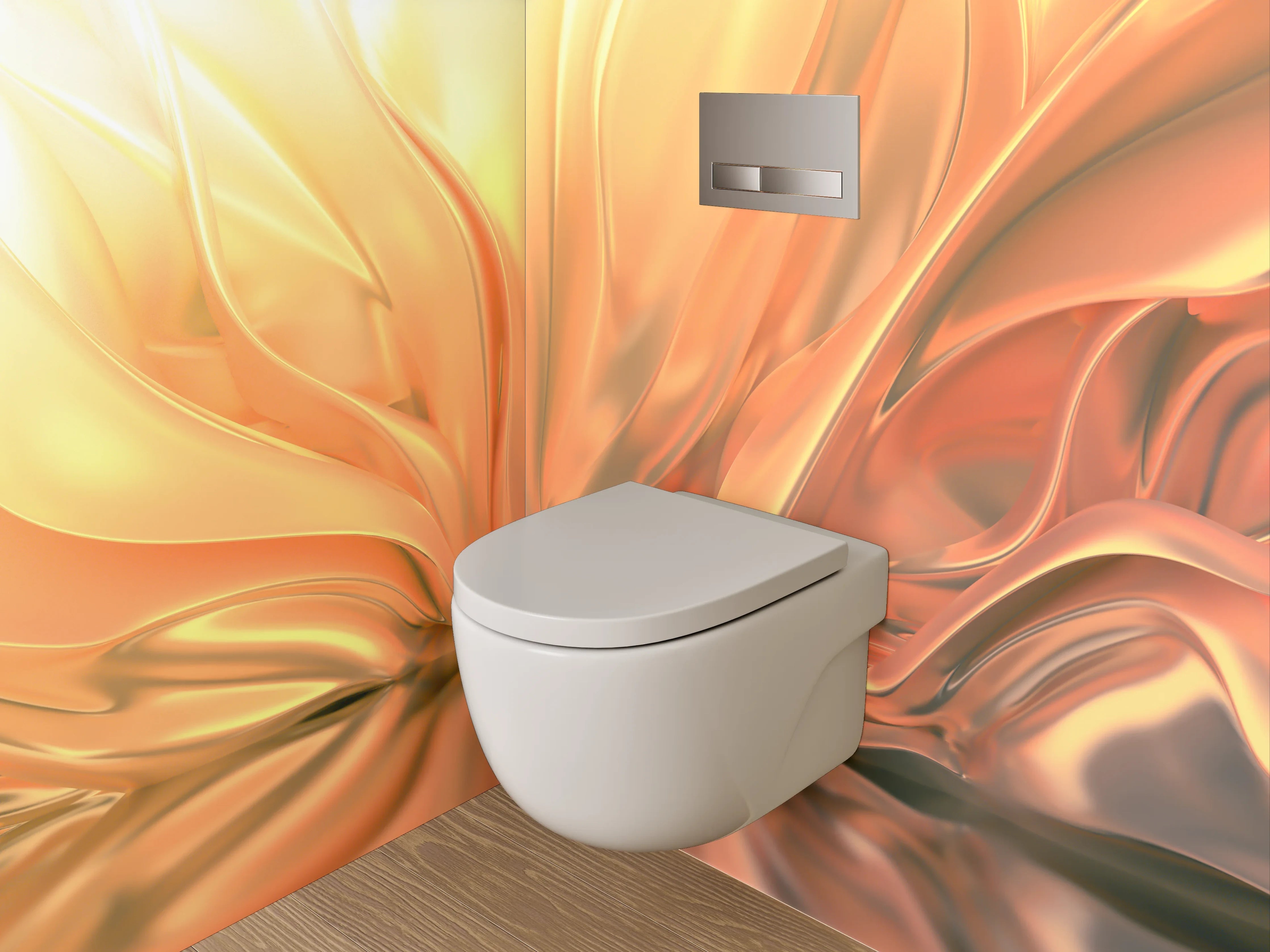 WC-Rückwand - Abstraktes fließendes Gold-Design