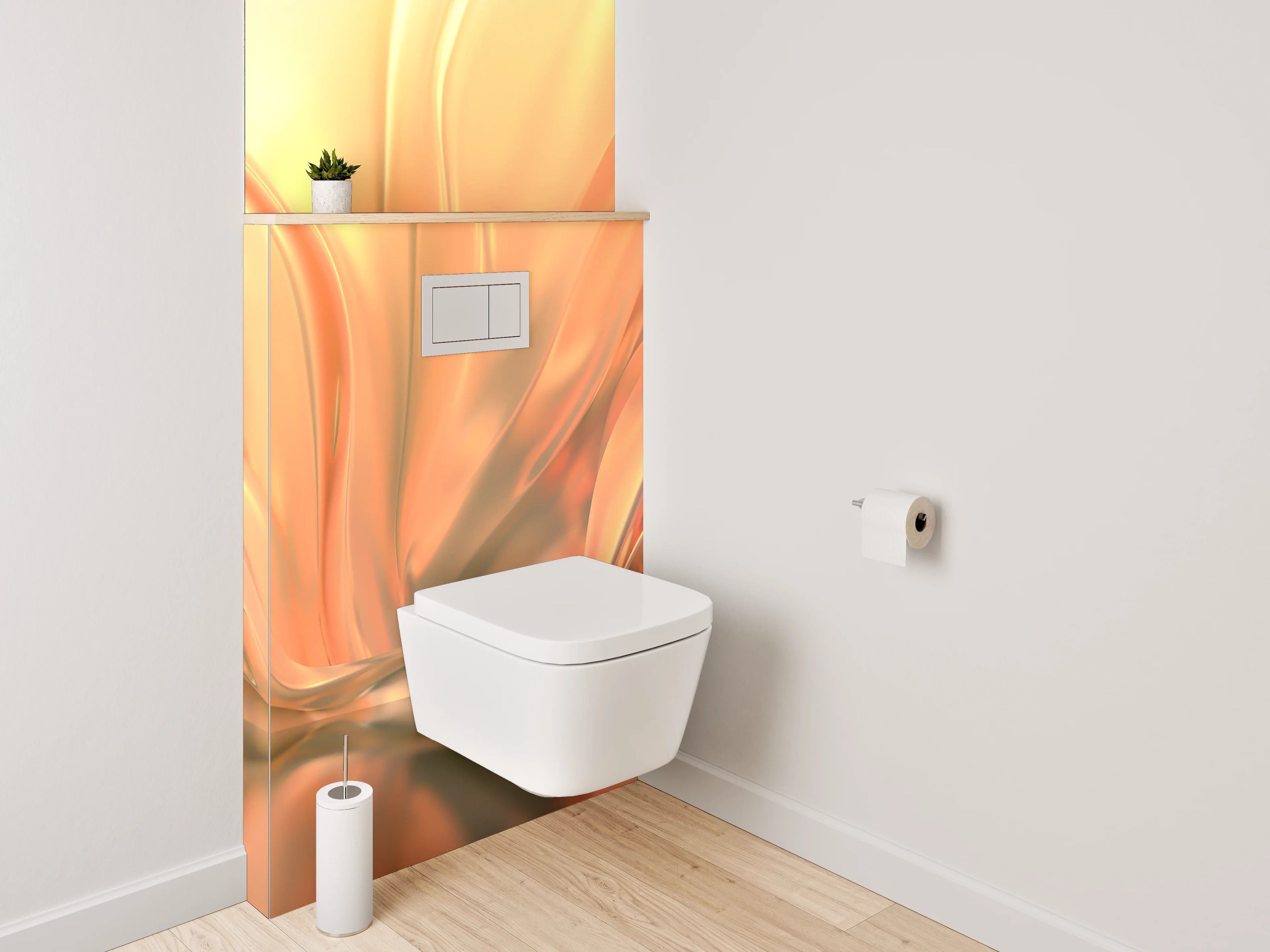 WC-Rückwand - Abstraktes fließendes Gold-Design