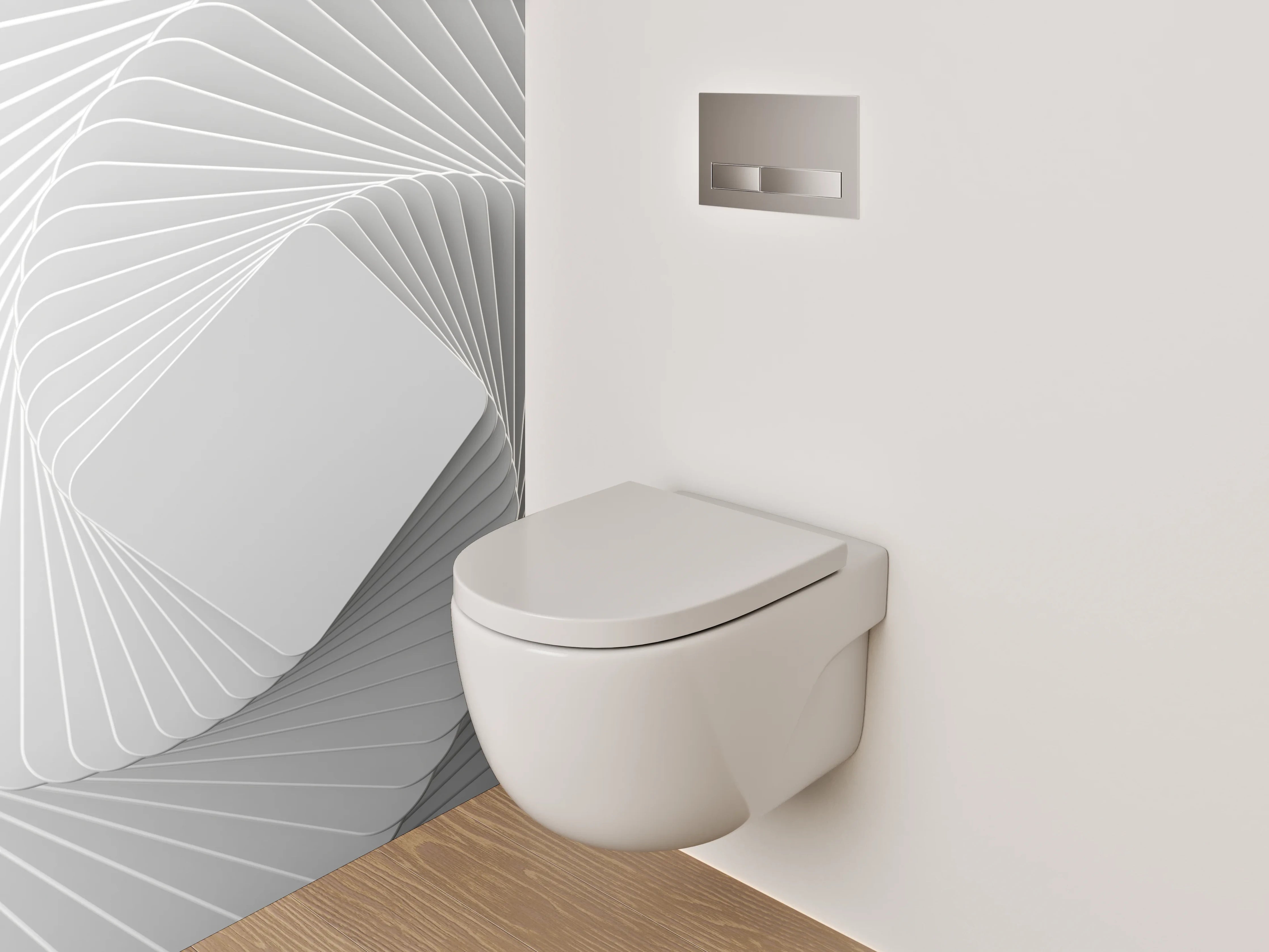 WC-Rückwand - Abstraktes weiß-graues Spiralmuster