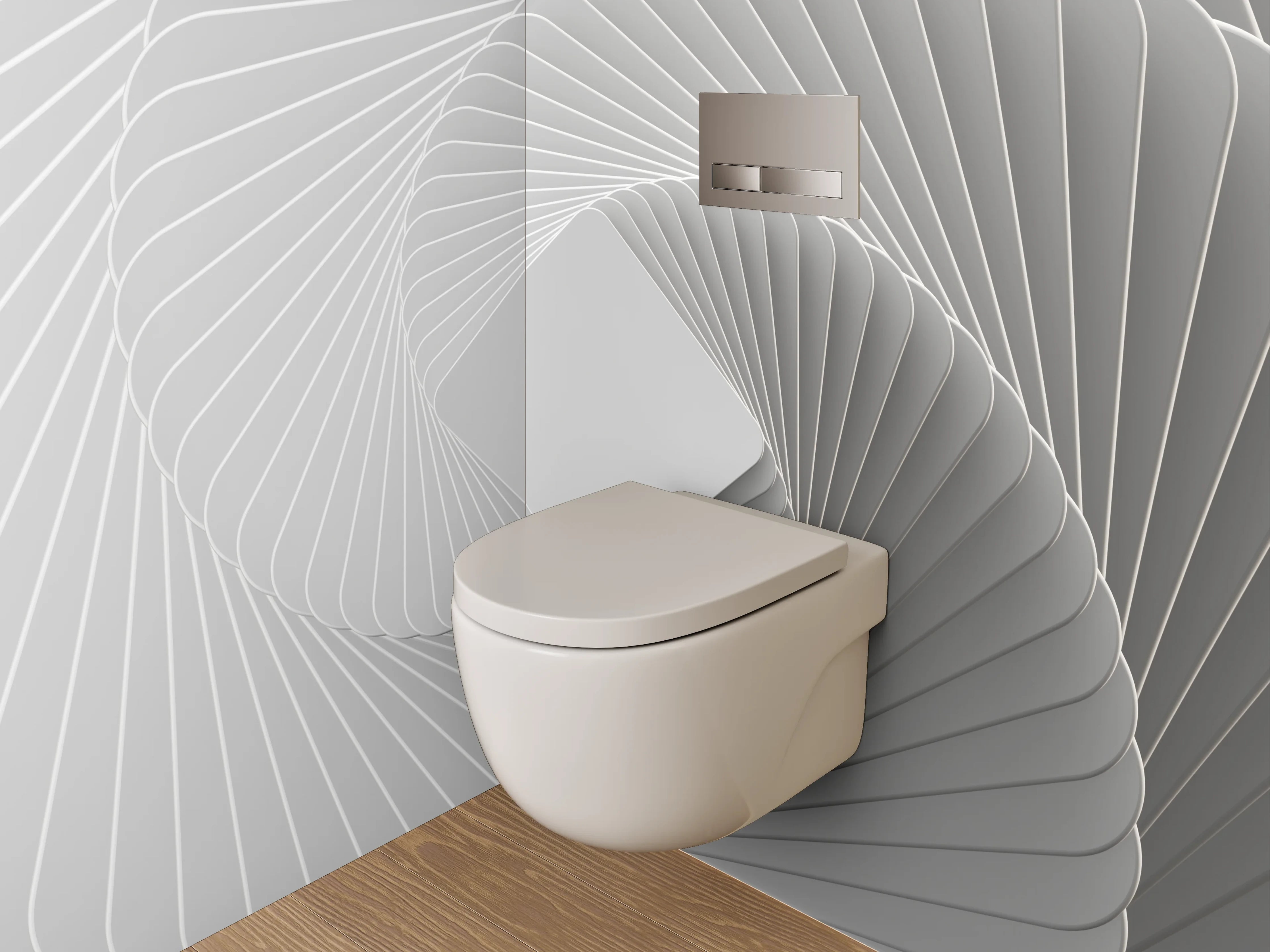 WC-Rückwand - Abstraktes weiß-graues Spiralmuster