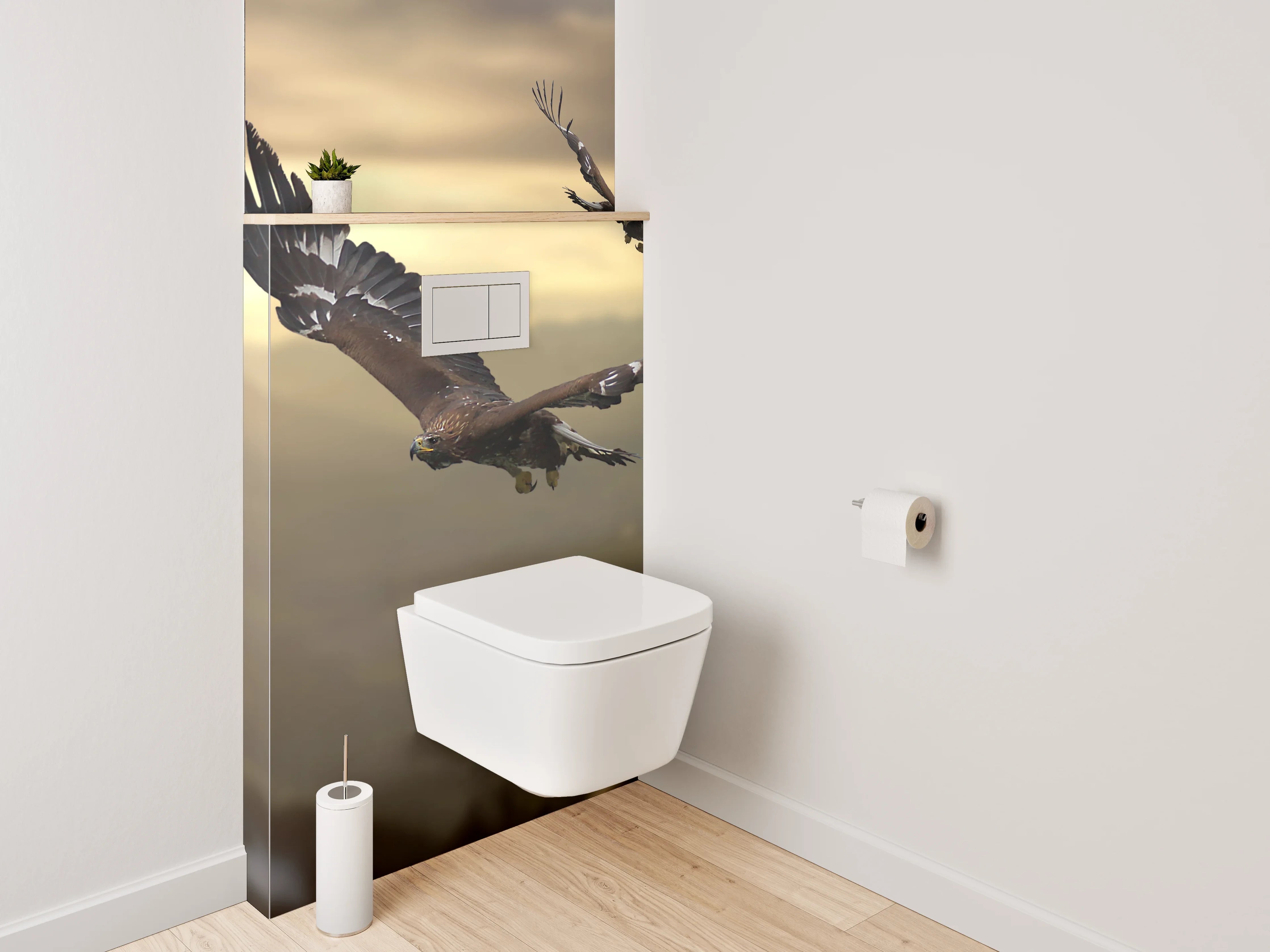 WC-Rückwand - Adlerflug im Sonnenuntergang