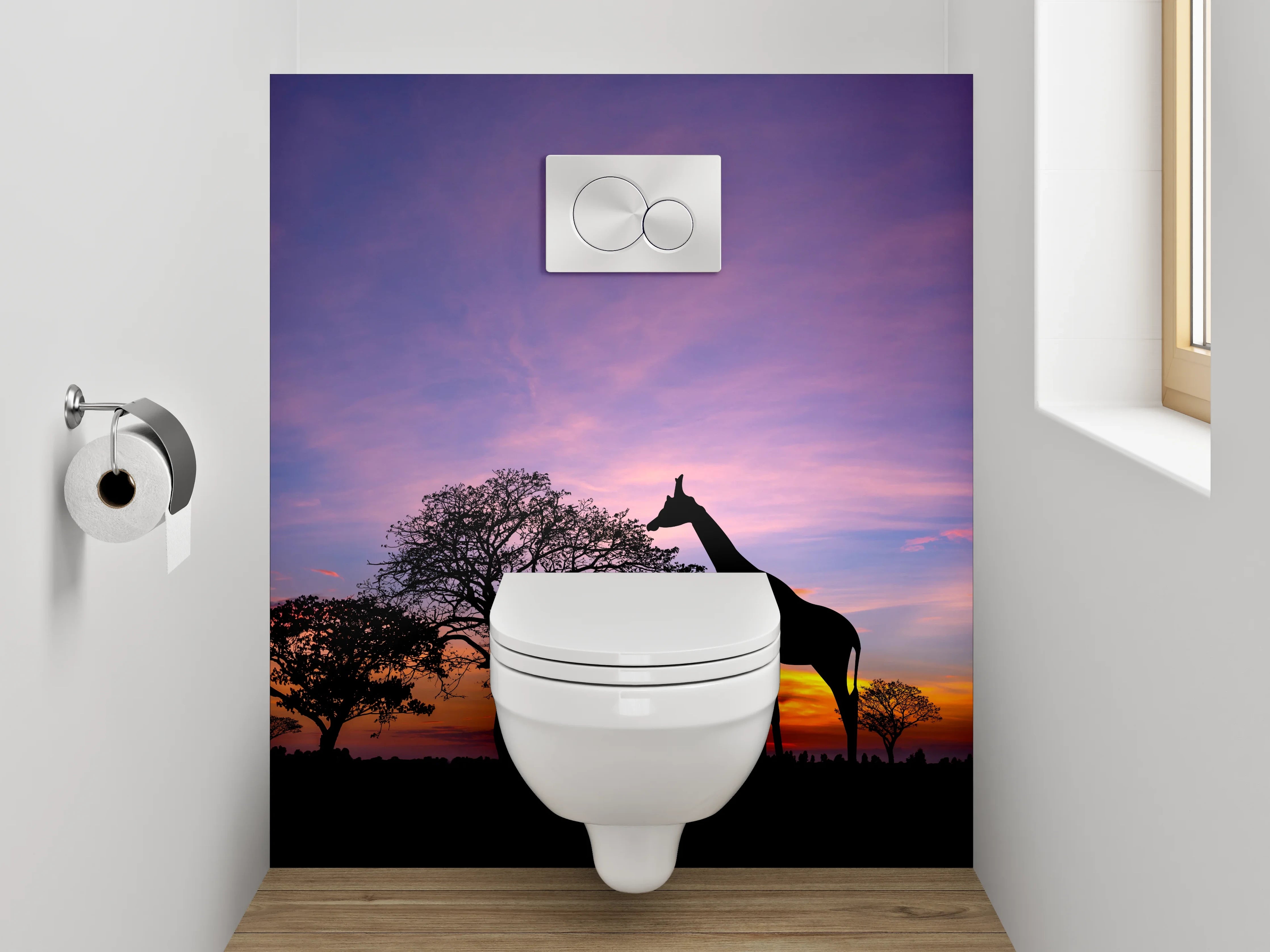 WC-Rückwand - Afrikanische Giraffen bei Sonnenuntergang
