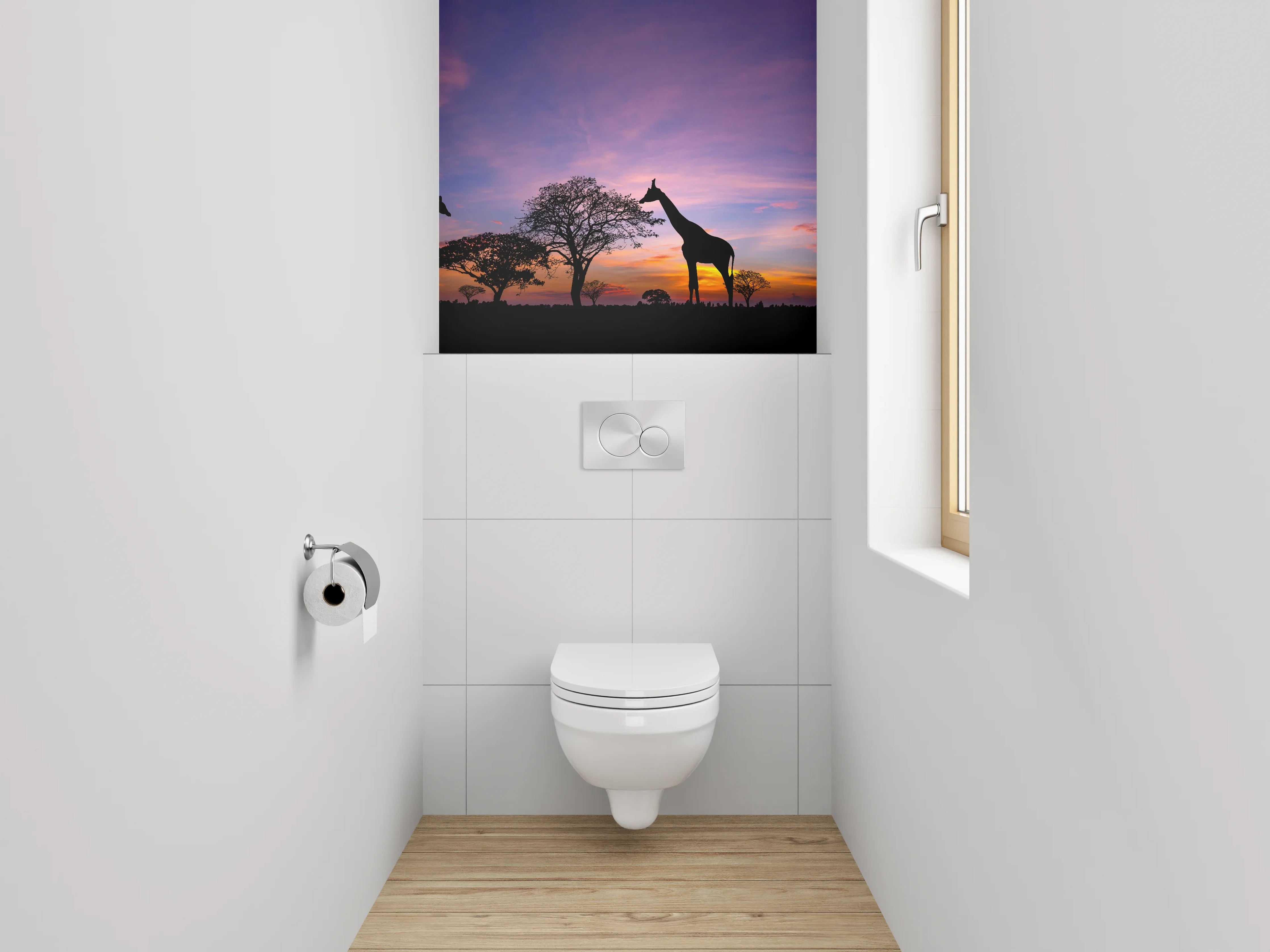 WC-Rückwand - Afrikanische Giraffen bei Sonnenuntergang