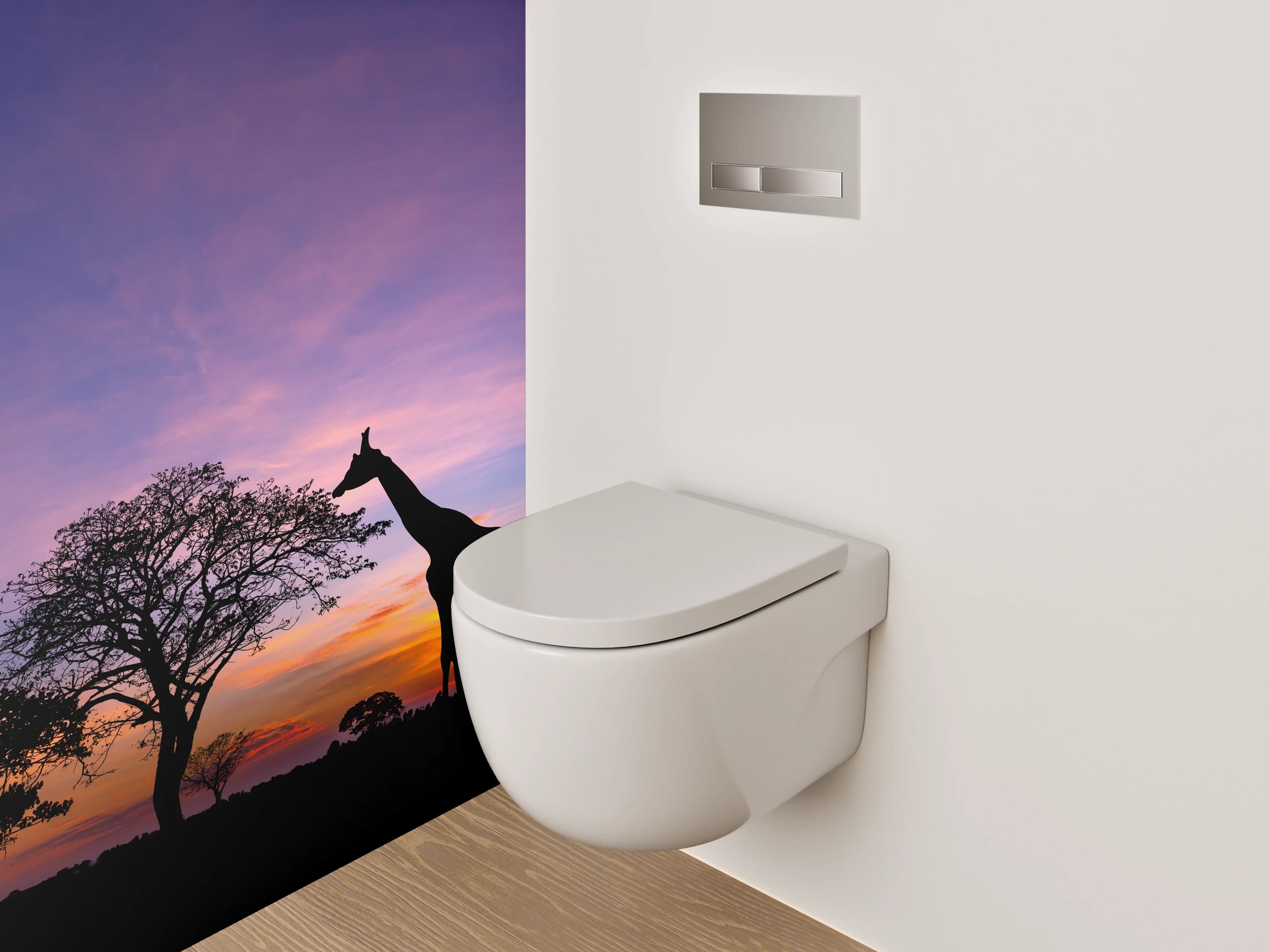 WC-Rückwand - Afrikanische Giraffen bei Sonnenuntergang
