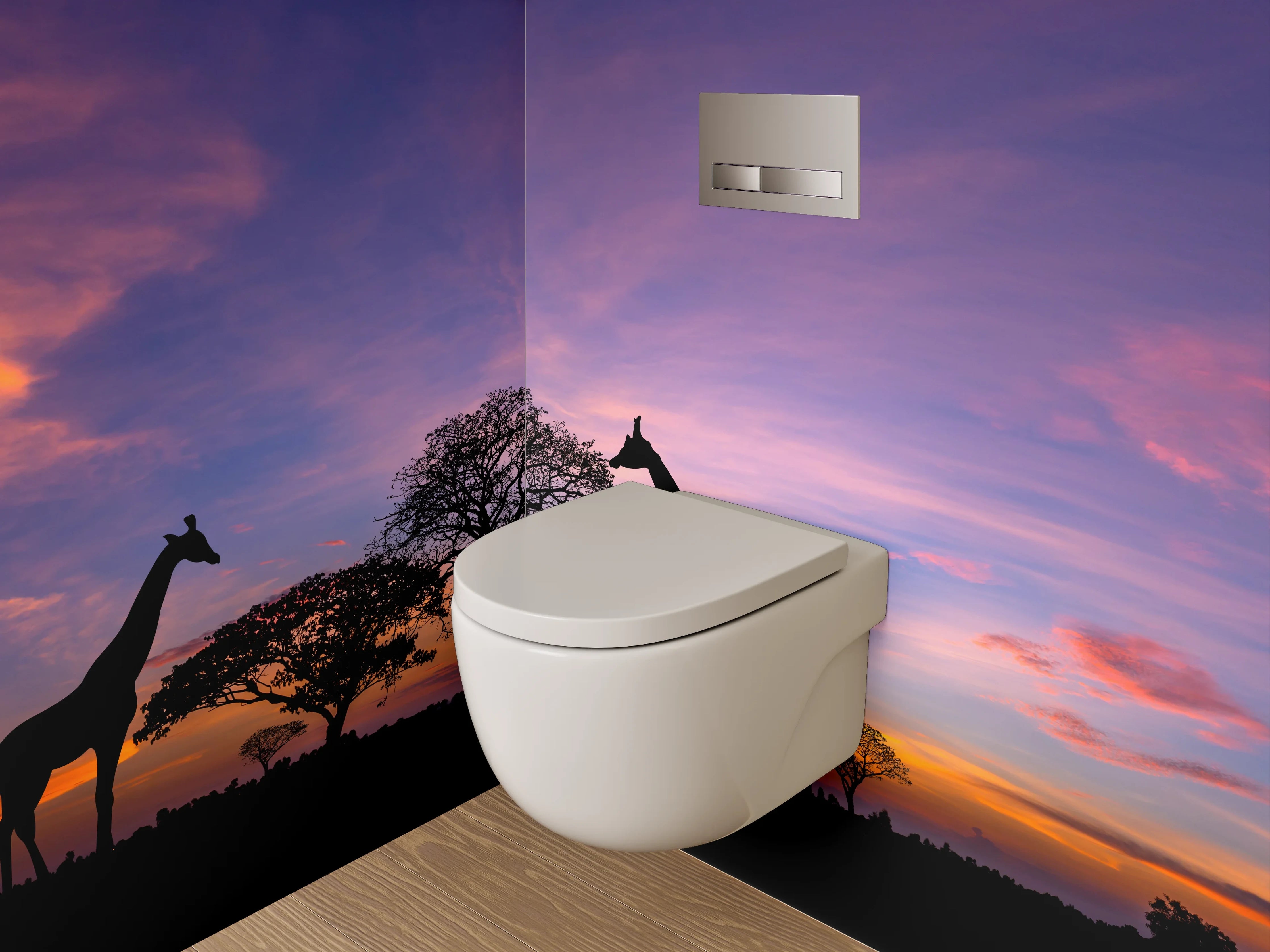WC-Rückwand - Afrikanische Giraffen bei Sonnenuntergang