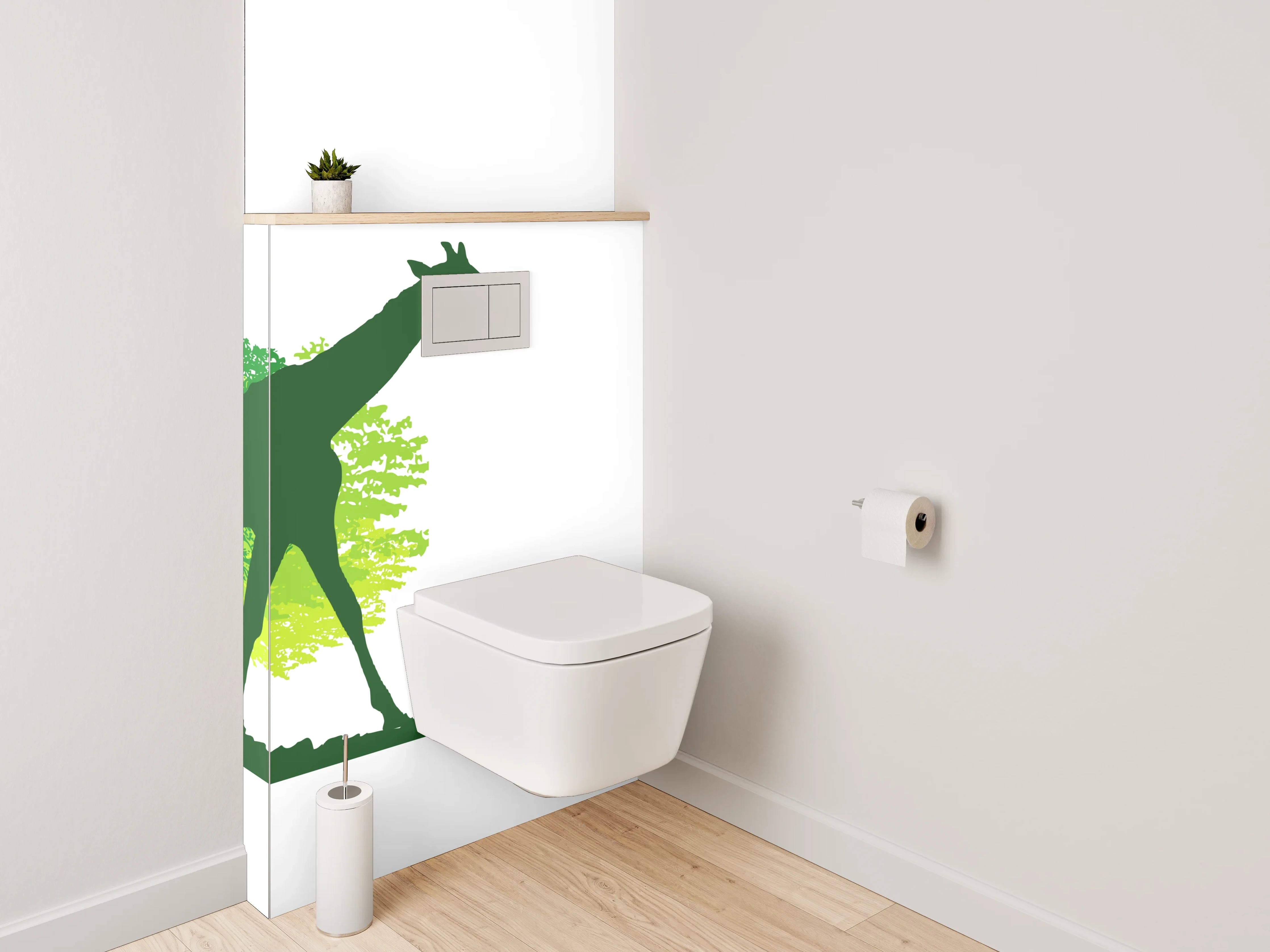 WC-Rückwand - Afrikanische Savanne Silhouette Tiere Grün