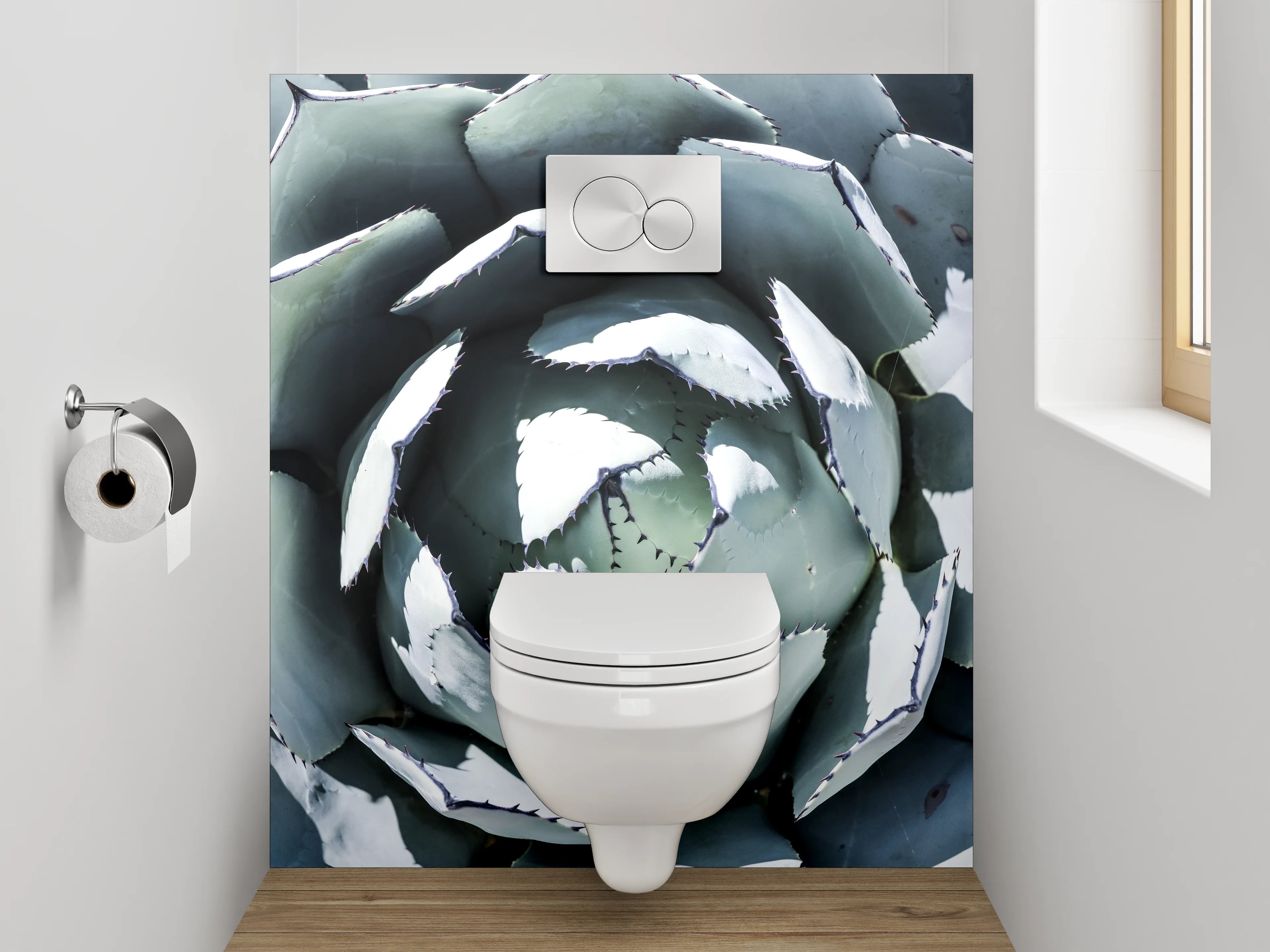 WC-Rückwand - Agave Nahaufnahme – Grüne Struktur