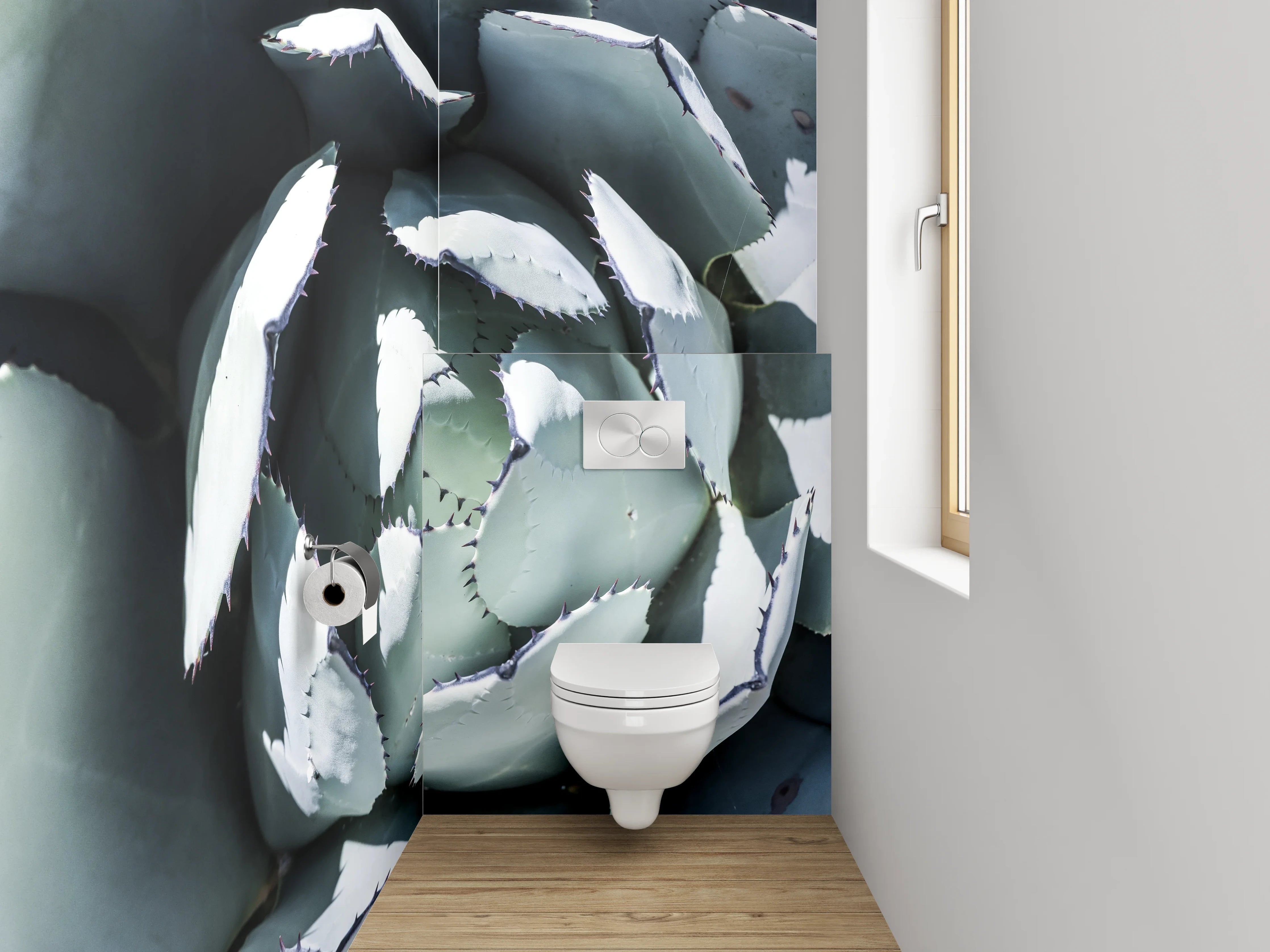 WC-Rückwand - Agave Nahaufnahme – Grüne Struktur