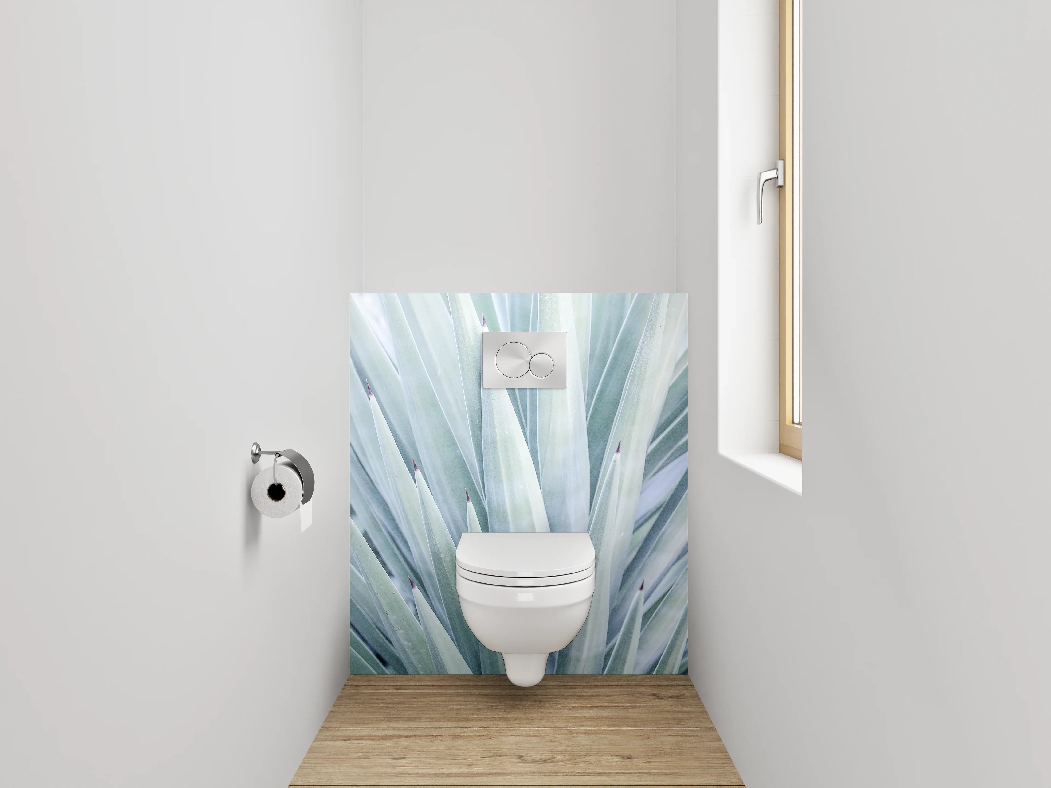 WC-Rückwand - Agave – Elegante Pflanzenstruktur in Weißtönen