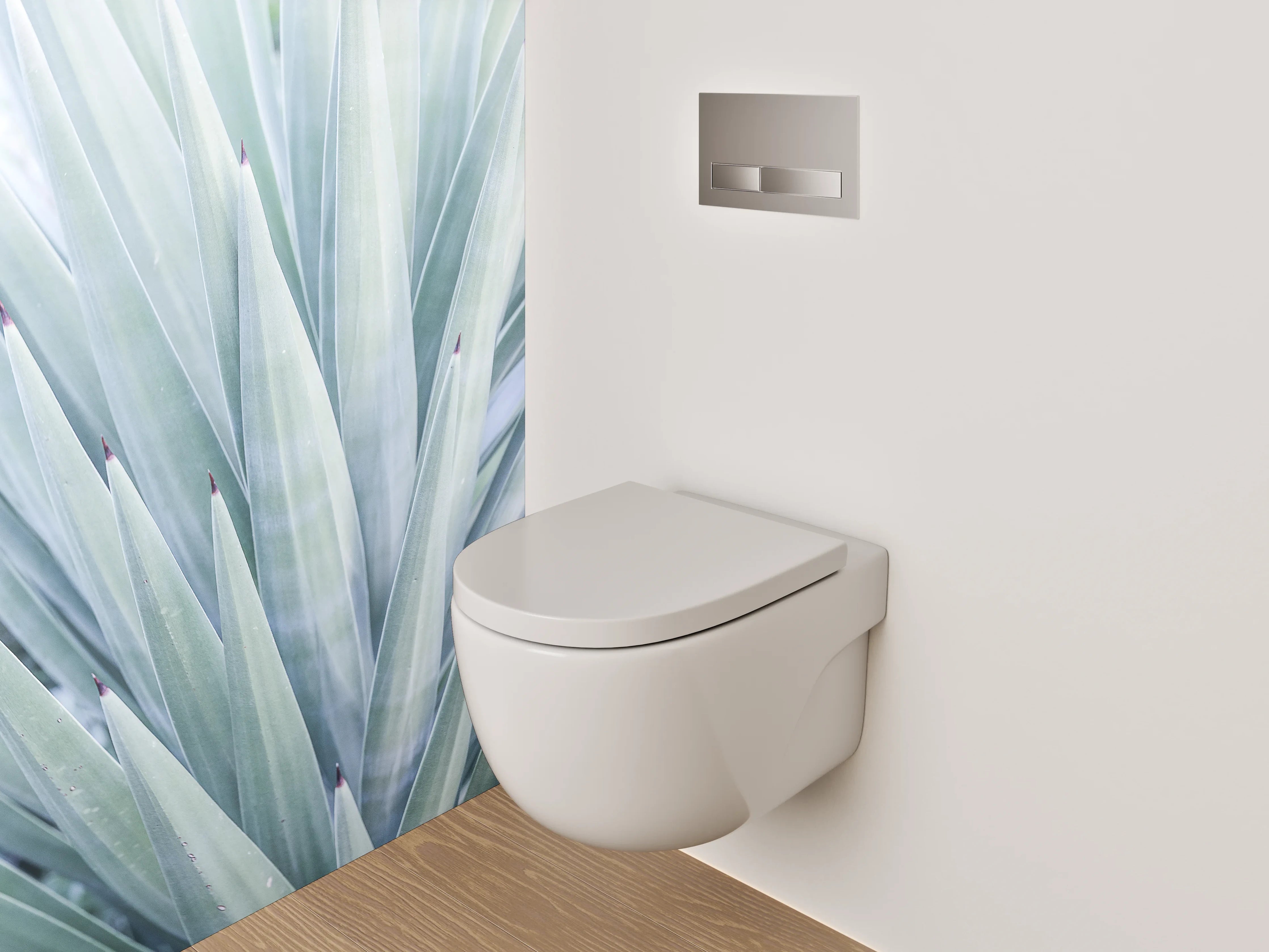 WC-Rückwand - Agave – Elegante Pflanzenstruktur in Weißtönen