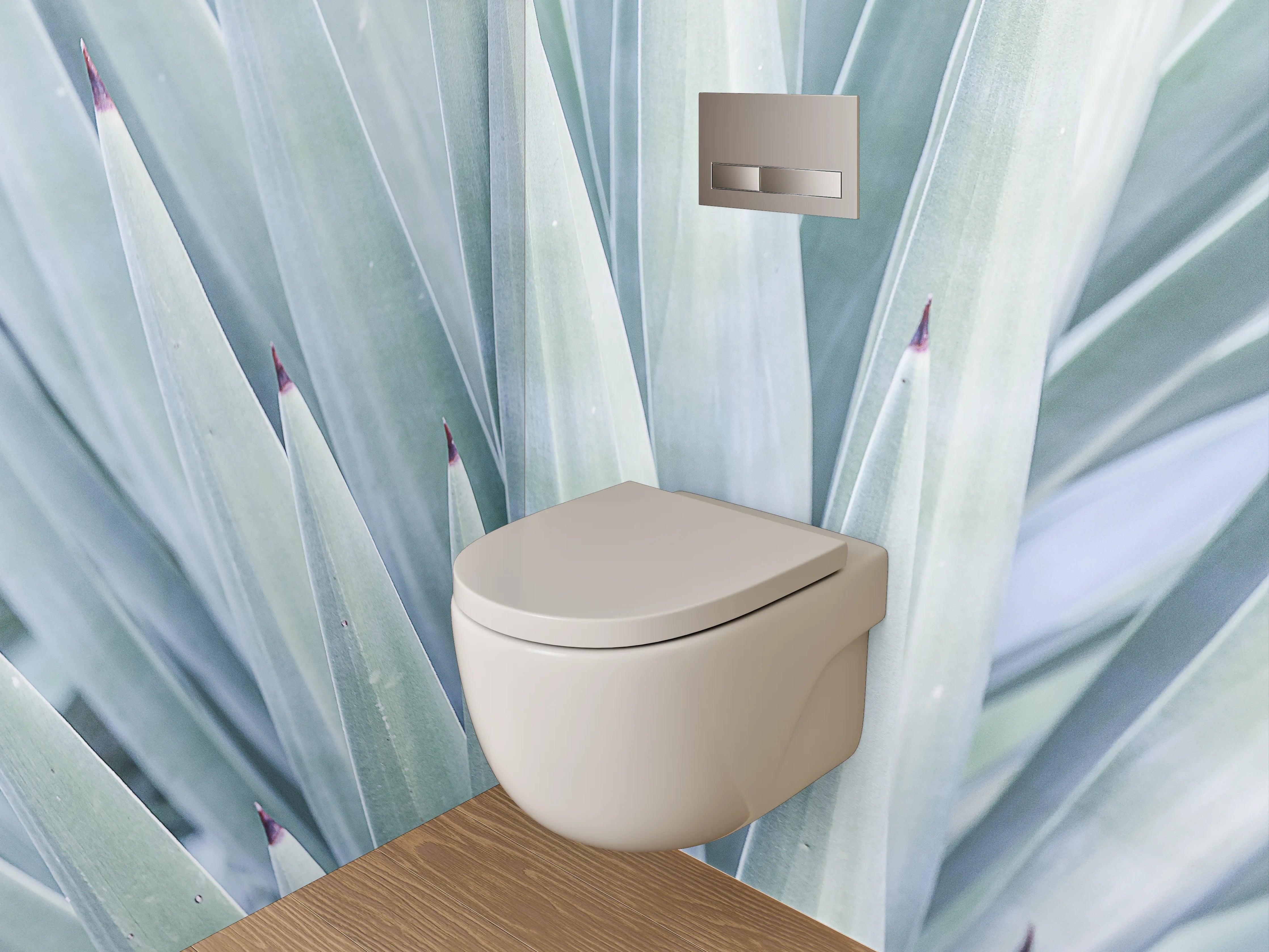 WC-Rückwand - Agave – Elegante Pflanzenstruktur in Weißtönen