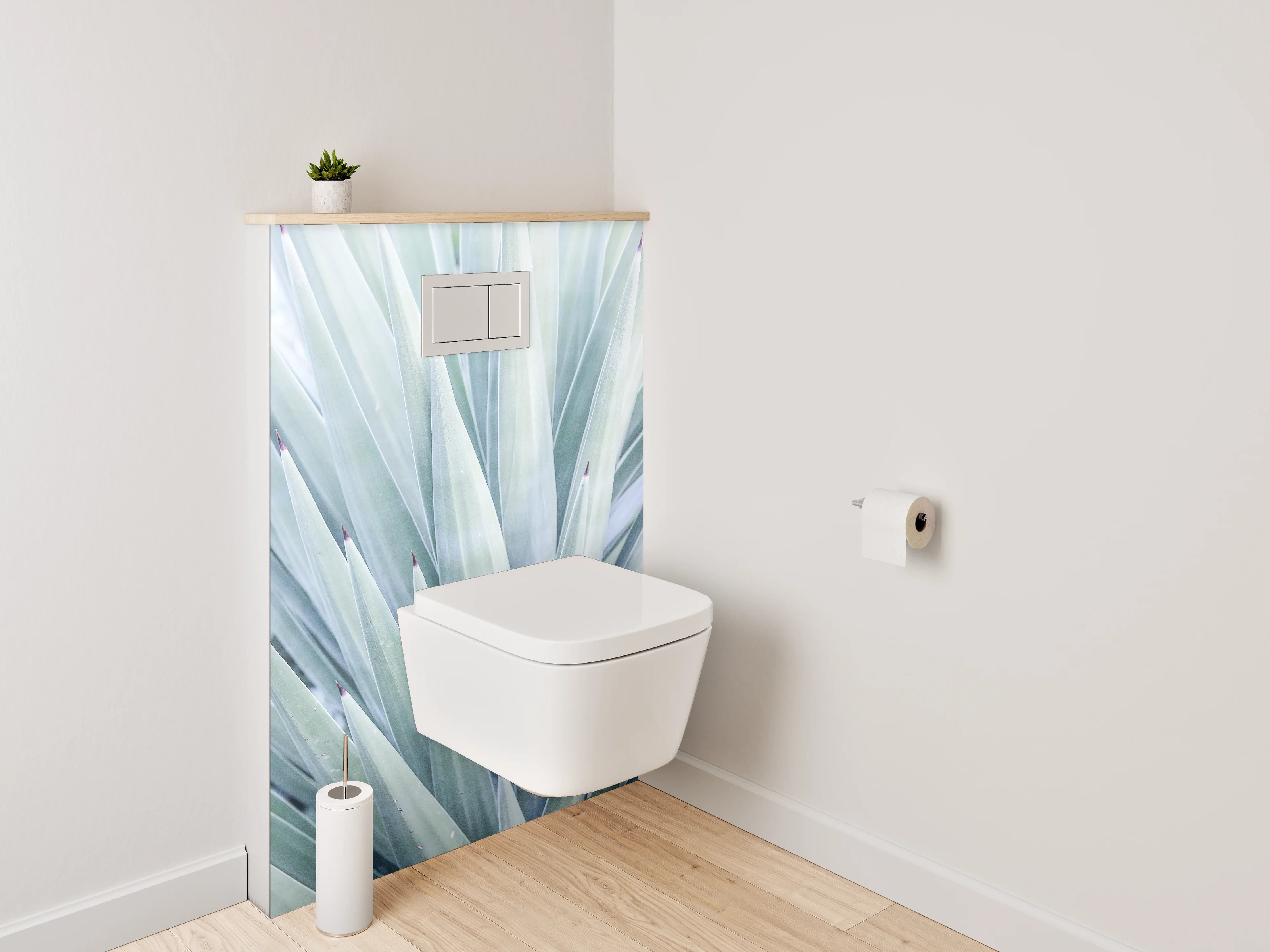 WC-Rückwand - Agave – Elegante Pflanzenstruktur in Weißtönen