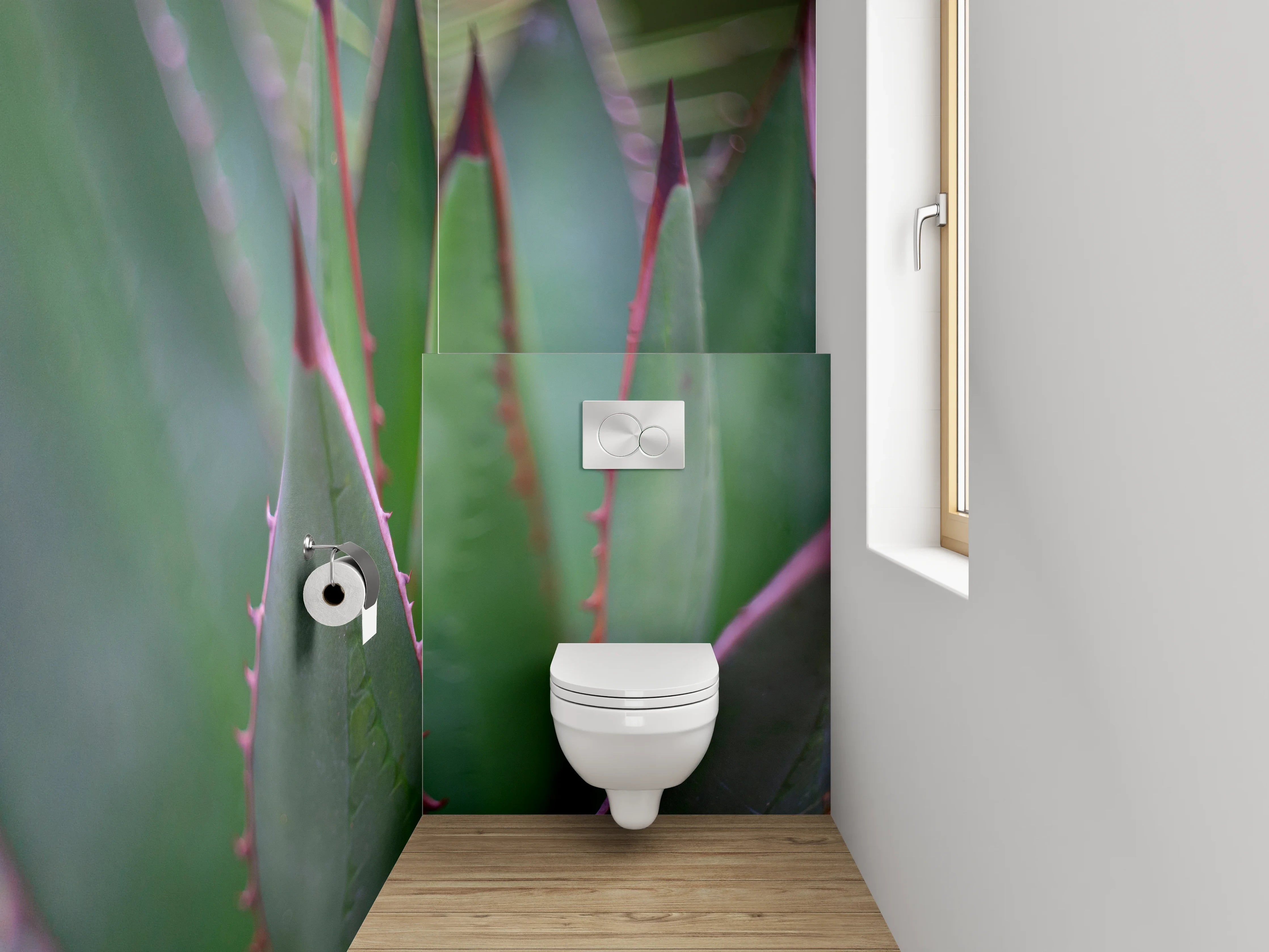 WC-Rückwand - Agavenblatt Makro – Grüner Kaktus