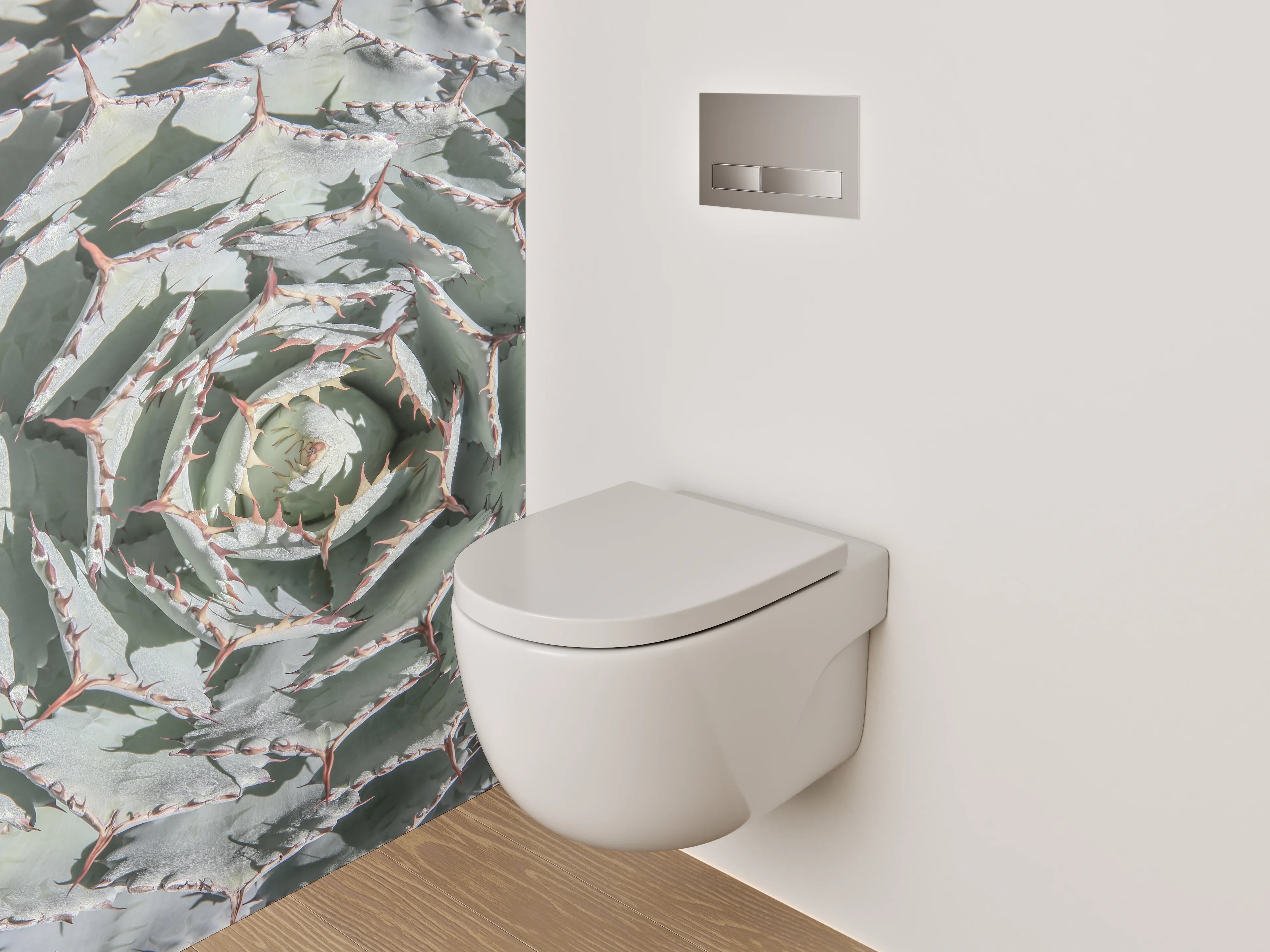 WC-Rückwand - Agavenmuster in Weißgrau