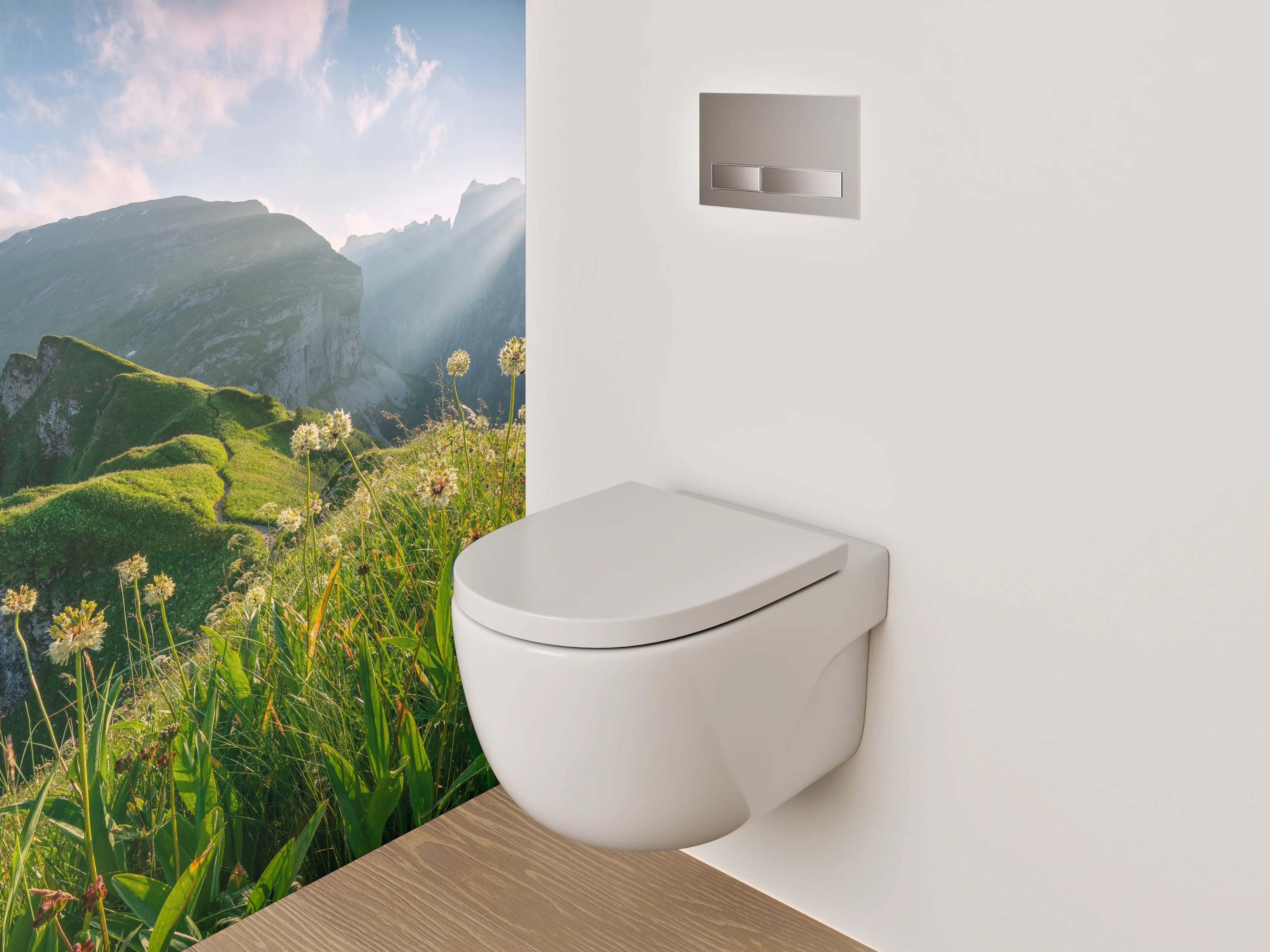 WC-Rückwand - Alpenblick mit Sonnenaufgang