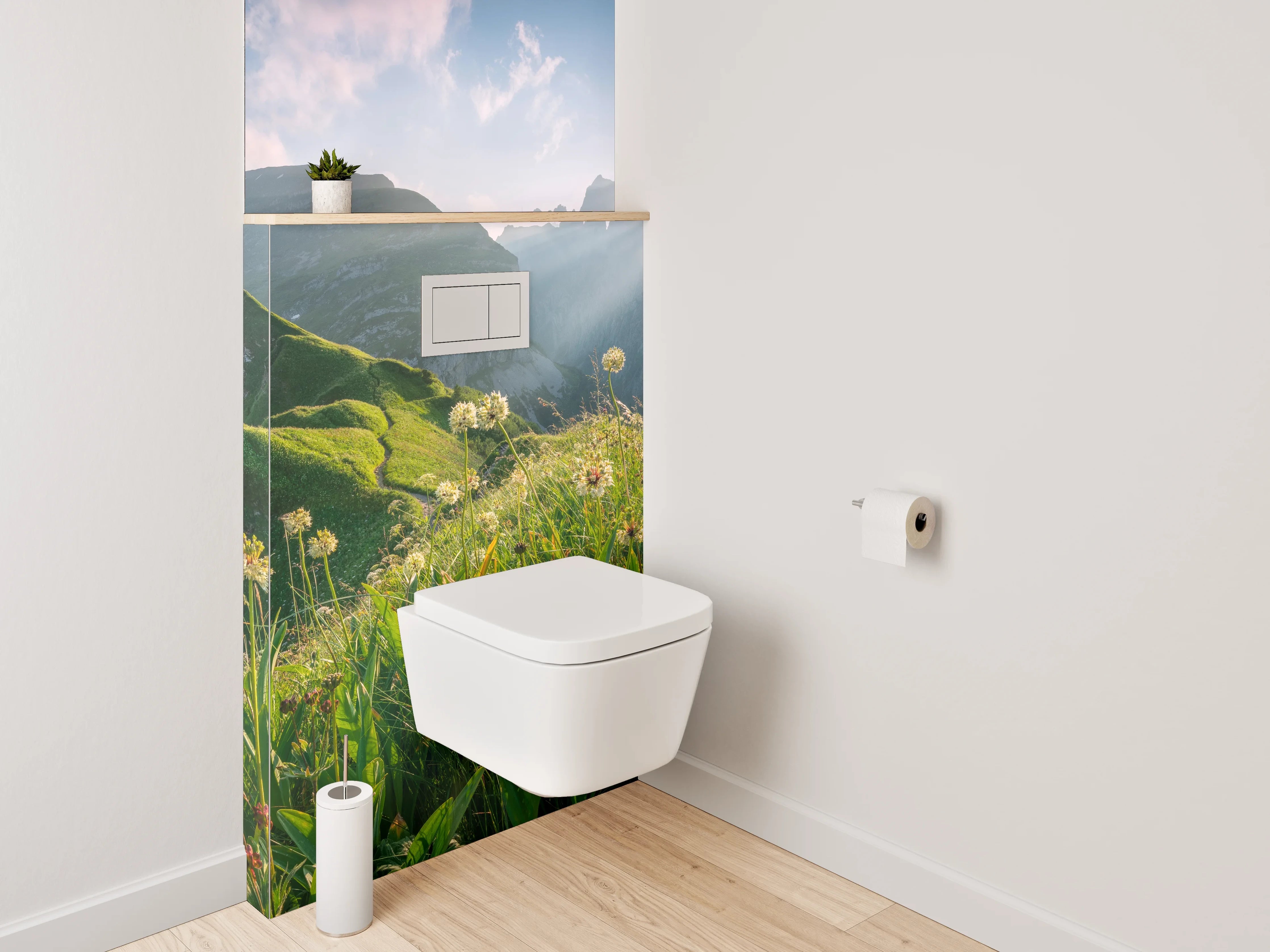 WC-Rückwand - Alpenblick mit Sonnenaufgang