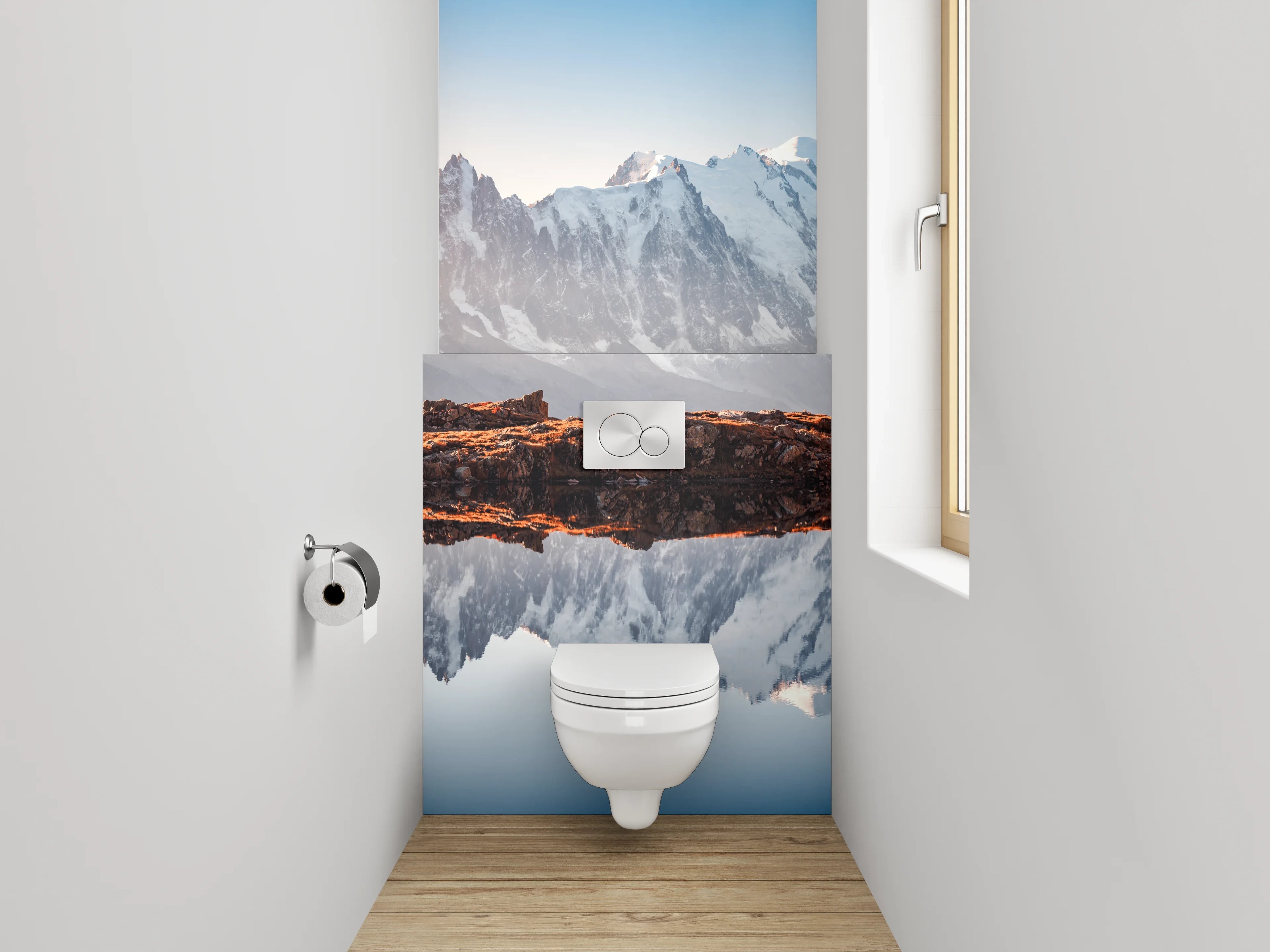 WC-Rückwand - Alpenpanorama am stillen Bergsee