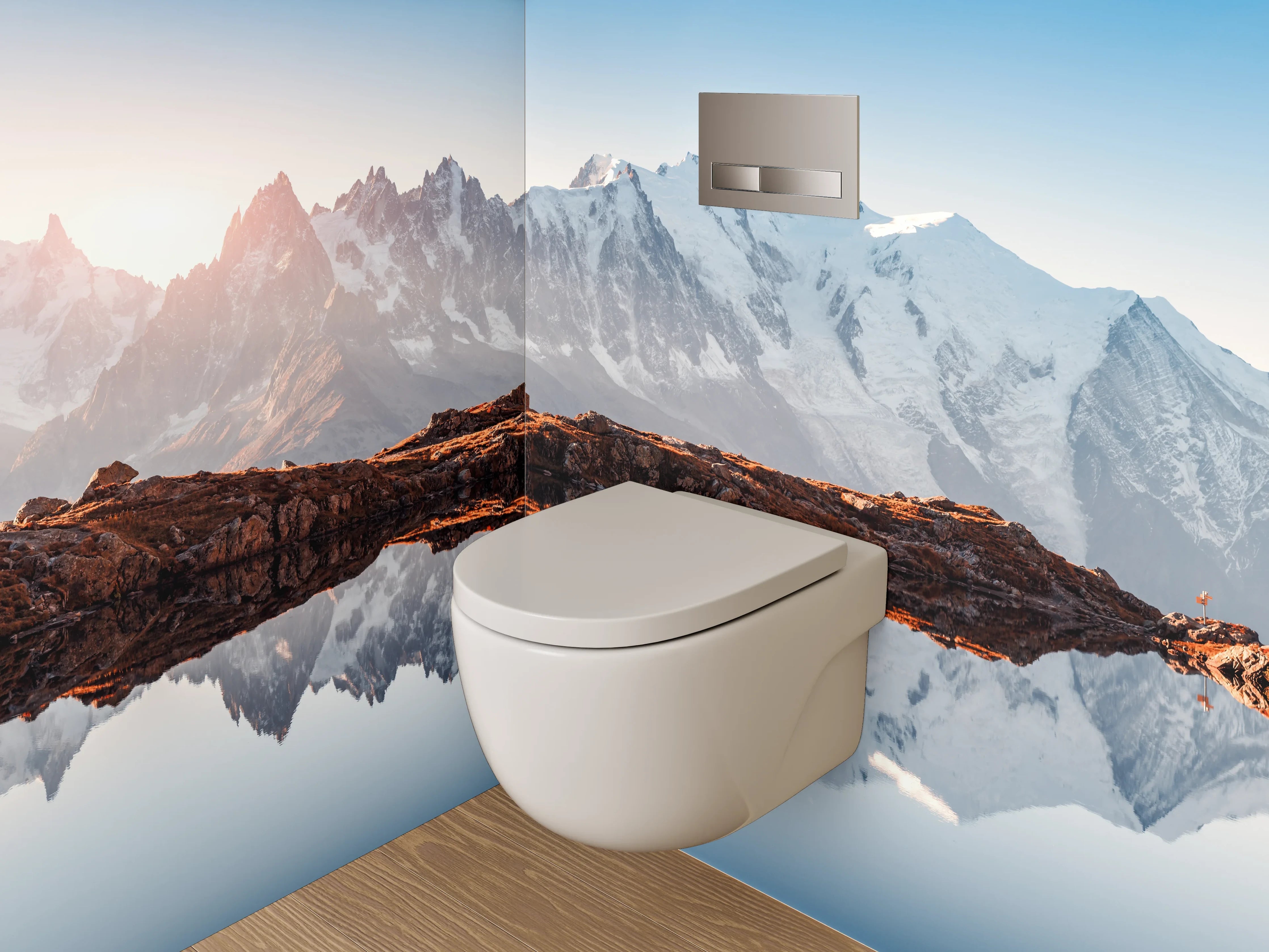 WC-Rückwand - Alpenpanorama am stillen Bergsee