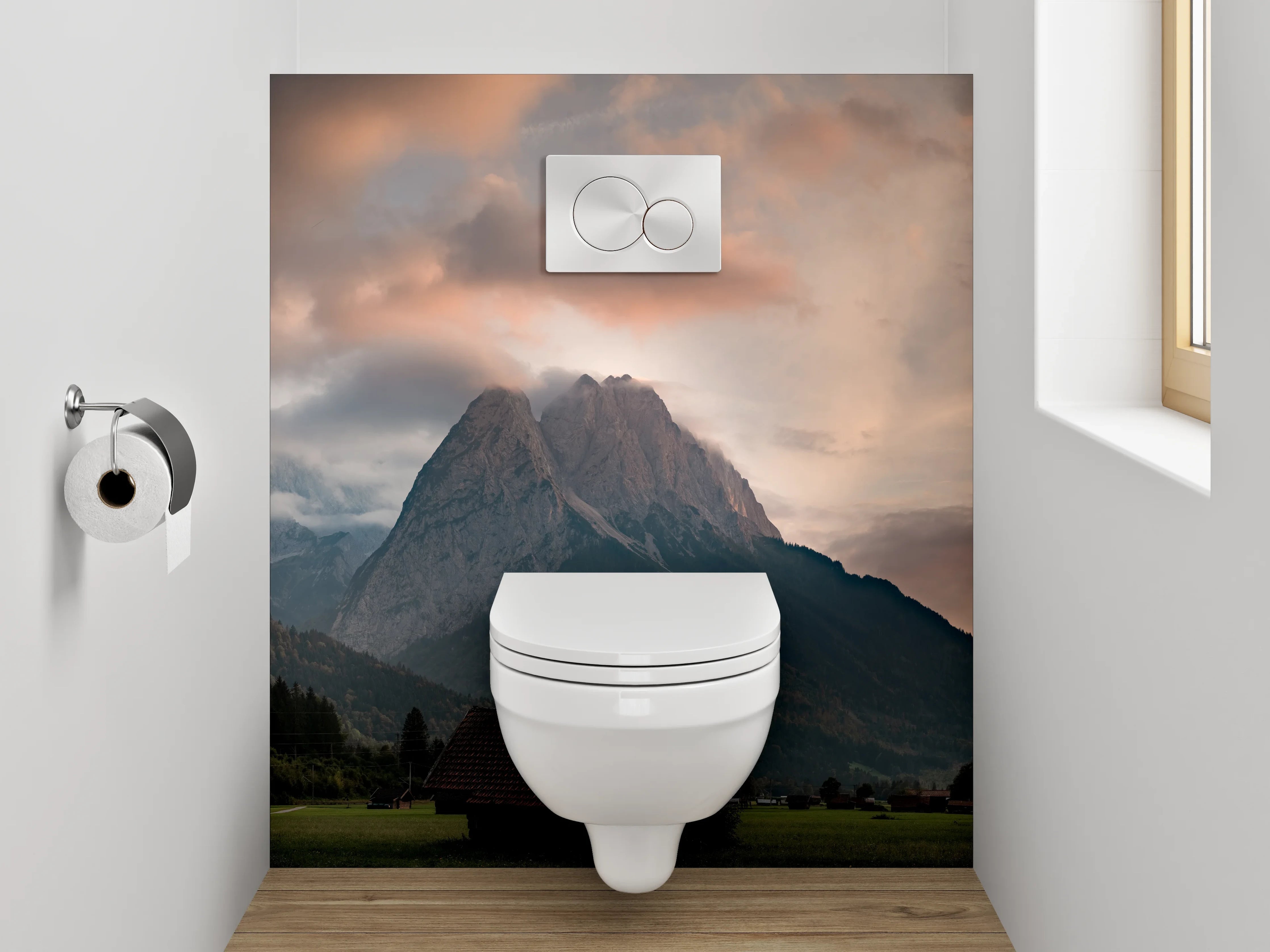 WC-Rückwand - Alpenpanorama bei Sonnenuntergang
